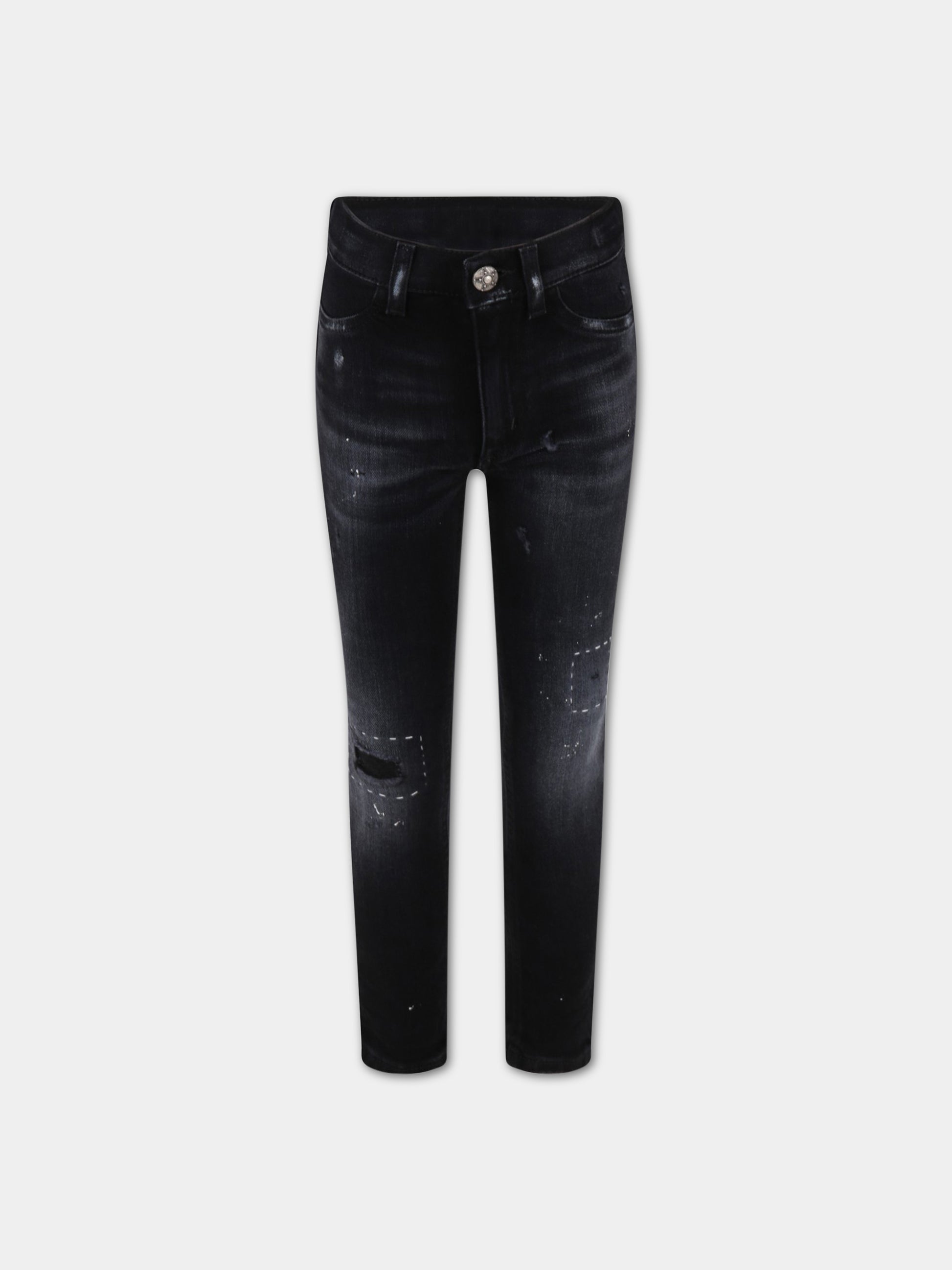 Jeans  Appetite  nero per bambina con dettagli bianchi,Dondup Kids,DFPA102 YD027 N020