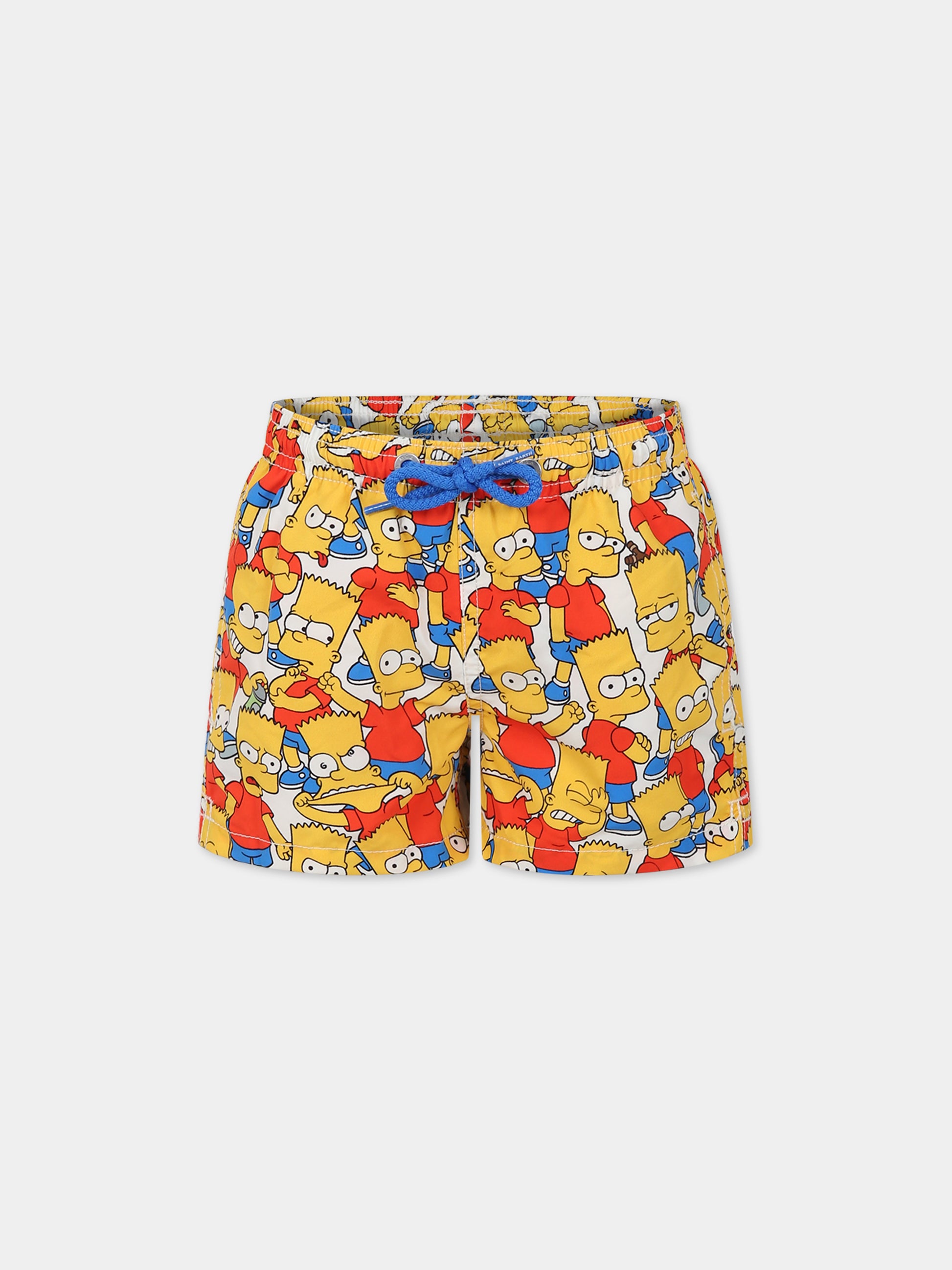 Boxer mare bianco per bambino con stampa Simpson e logo,Mc2 Saint Barth,JEAN BART MIX 01