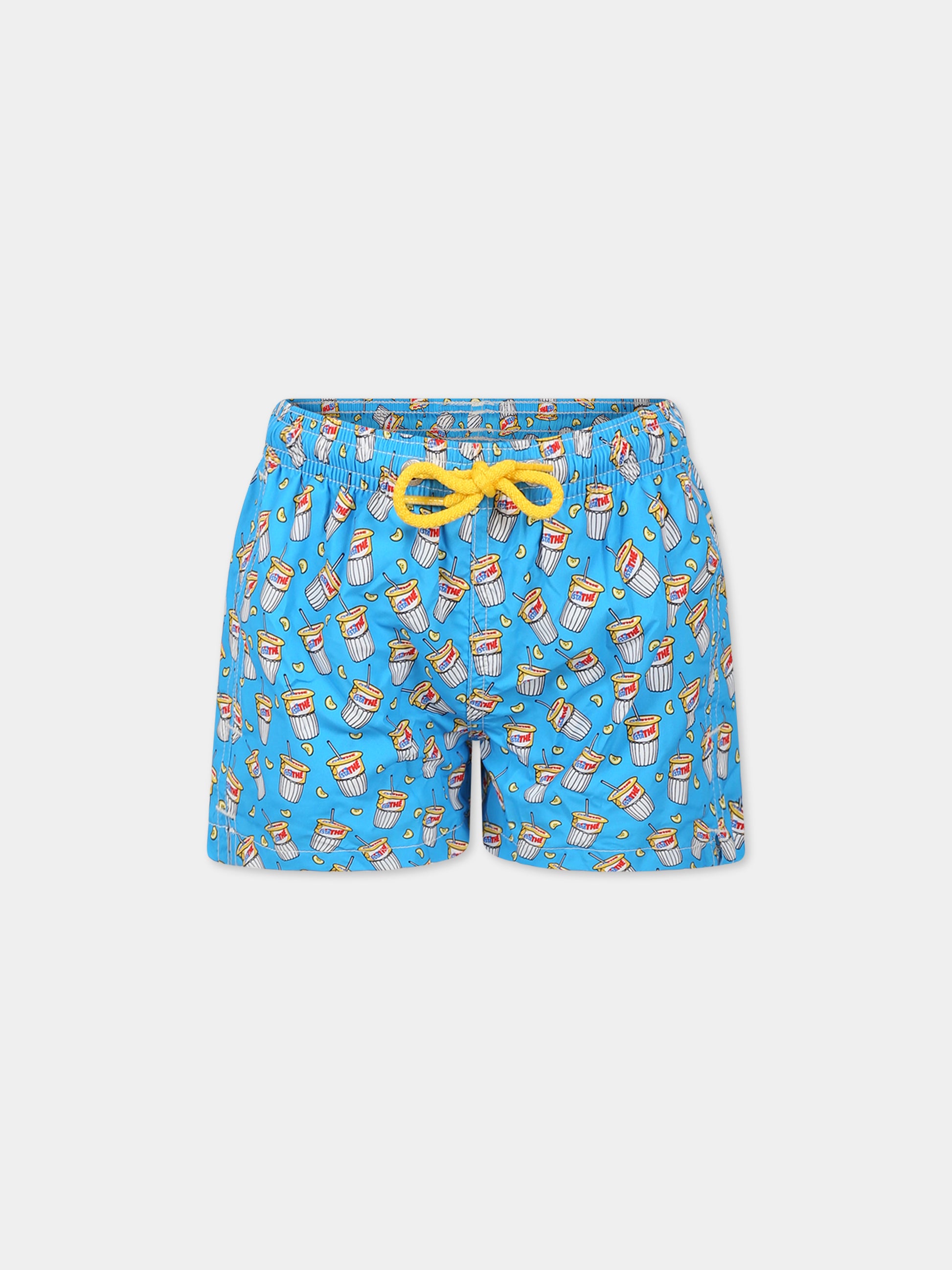 Boxer mare azzurro per bambino con stampa estathé e logo,Mc2 Saint Barth,JEAN LIGHTING TEA FRESH 32