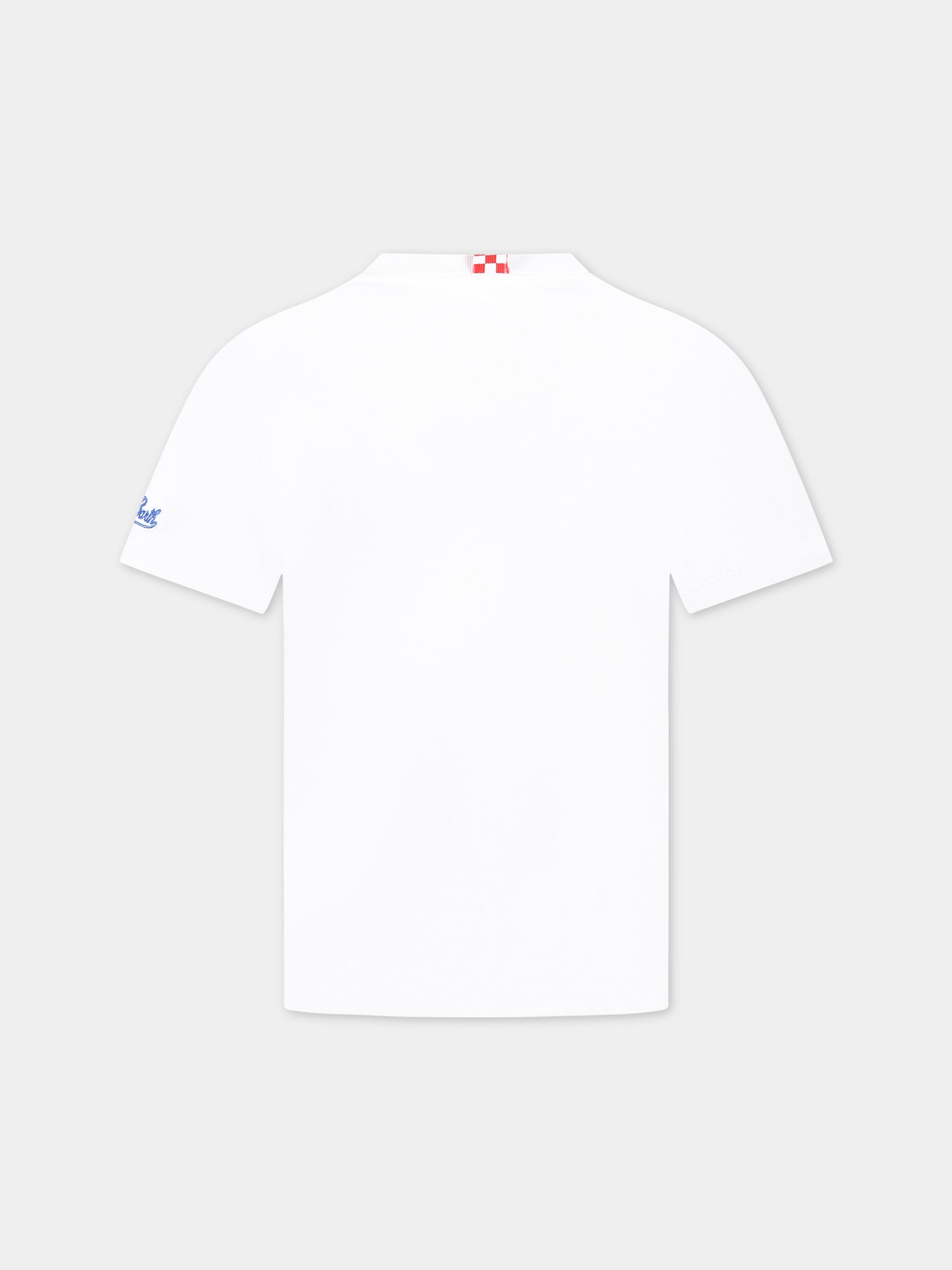 T-shirt bianca per bambini con stampa Estathé, scritta  Ho voglia di Estate  e logo,Mc2 Saint Barth,EDDY PEACH ESTATHE 01N EMB