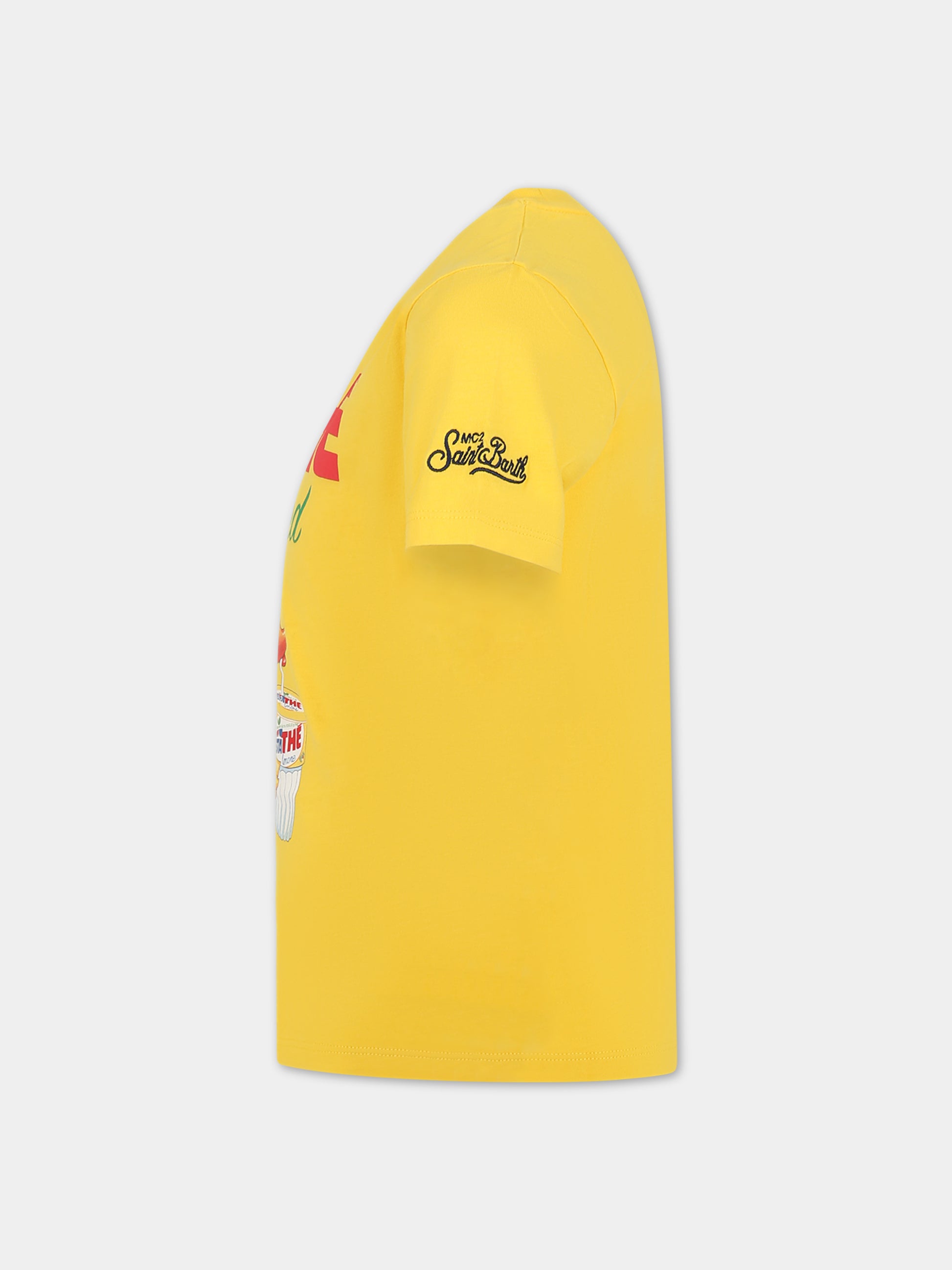 T-shirt giallo per bambini con stampa Ducky e logo,Mc2 Saint Barth,TSHIRT BOY ESTATHE ITA 91