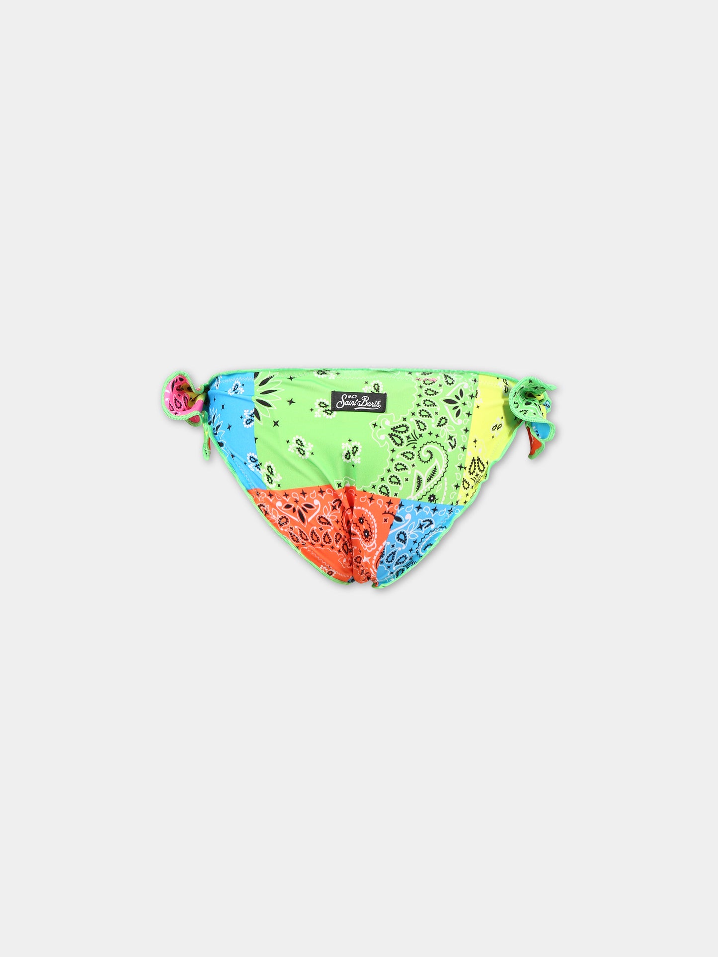 Slip-mare multicolor per bambina con stampa bandana,Mc2 Saint Barth,CRIC BANDANNA ROUND FLUO COL
