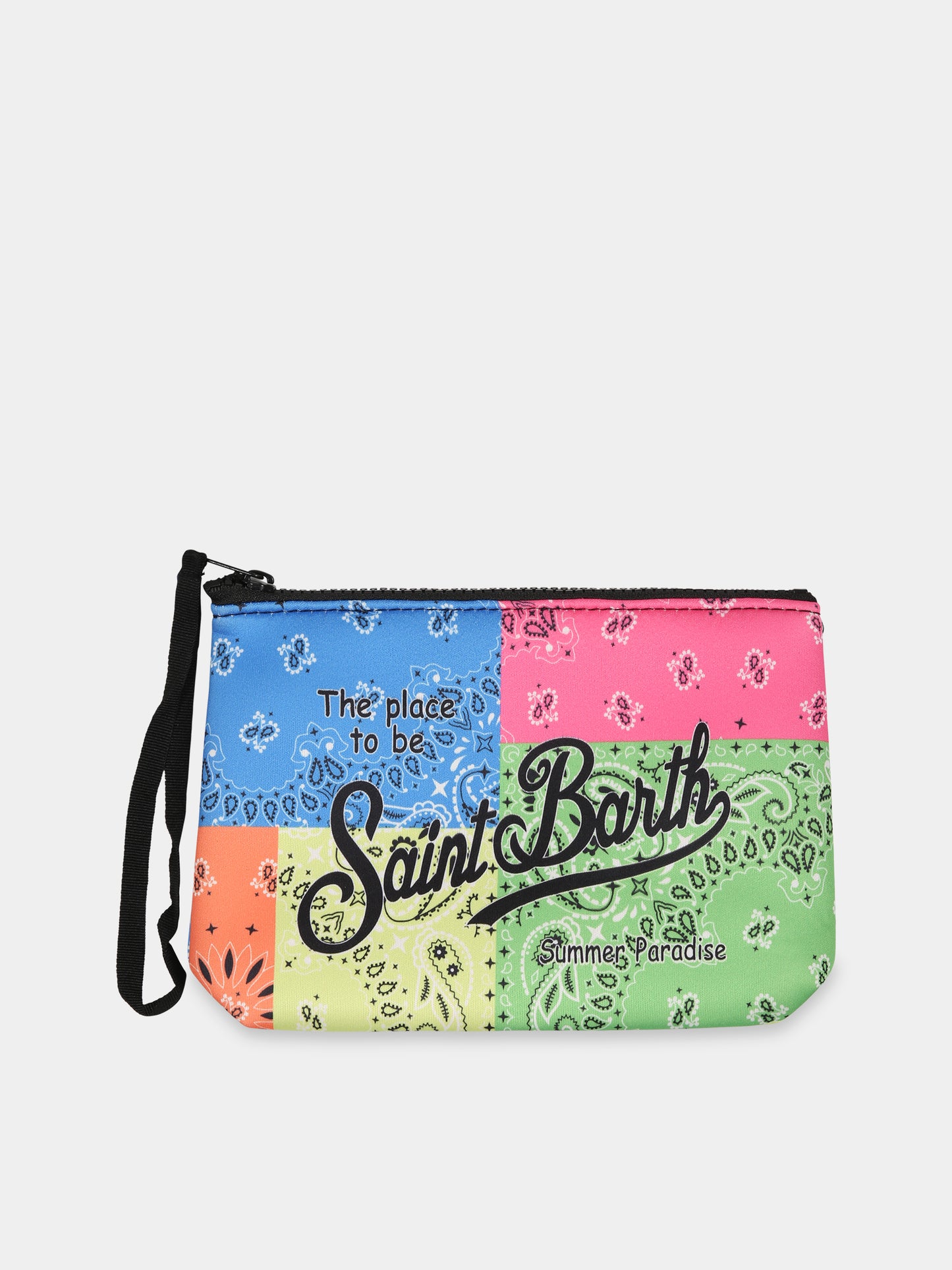 Pochette multicolor per bambina con stampa bandana e logo,Mc2 Saint Barth,ALINE SPONGE BANDANNA ROUND FLUO COL