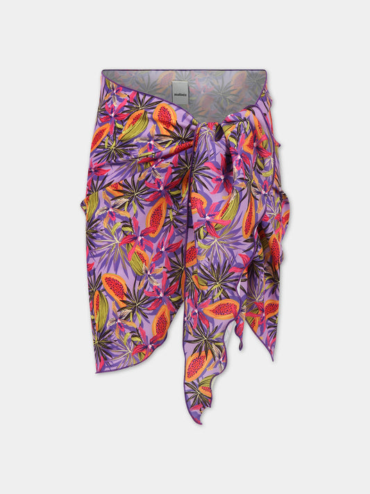 Pareo viola per bambina con logo,Matineè,CC4025 PETITE ANNETTE PAPAYA VIOLA