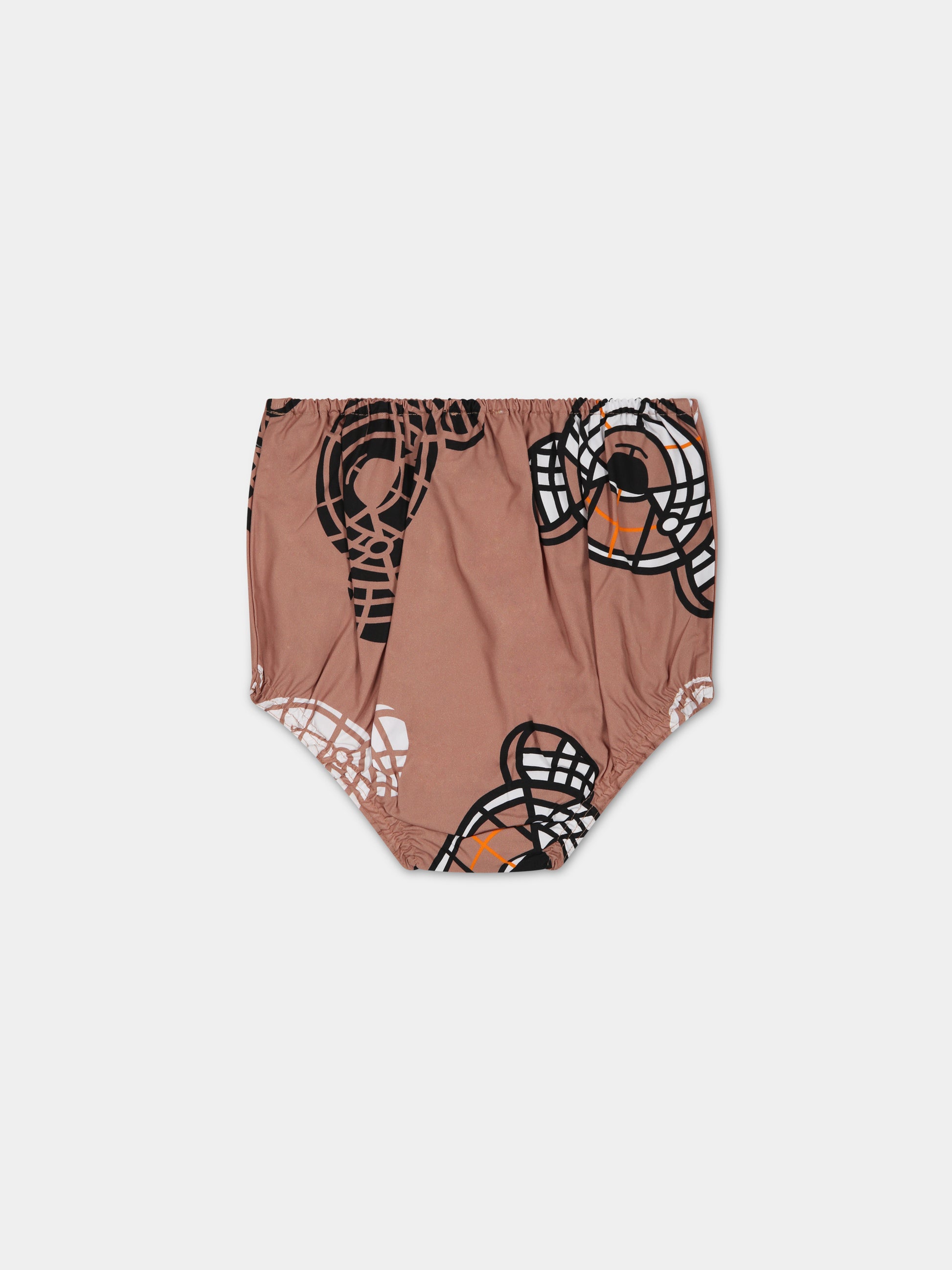 Completo beige per neonata con Teddy Bear all-over,Burberry Kids,8062577