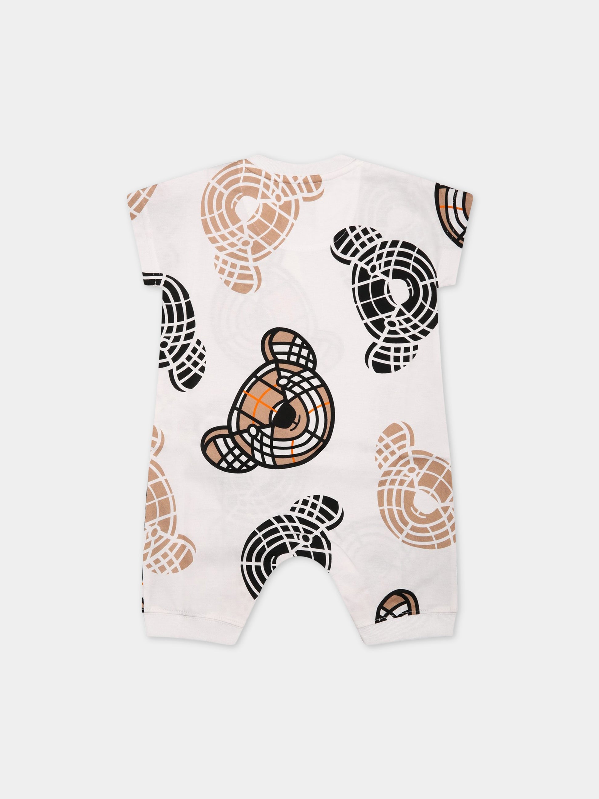 Pagliaccetto bianco per neonati con Thomas Bears all-over,Burberry Kids,8062579
