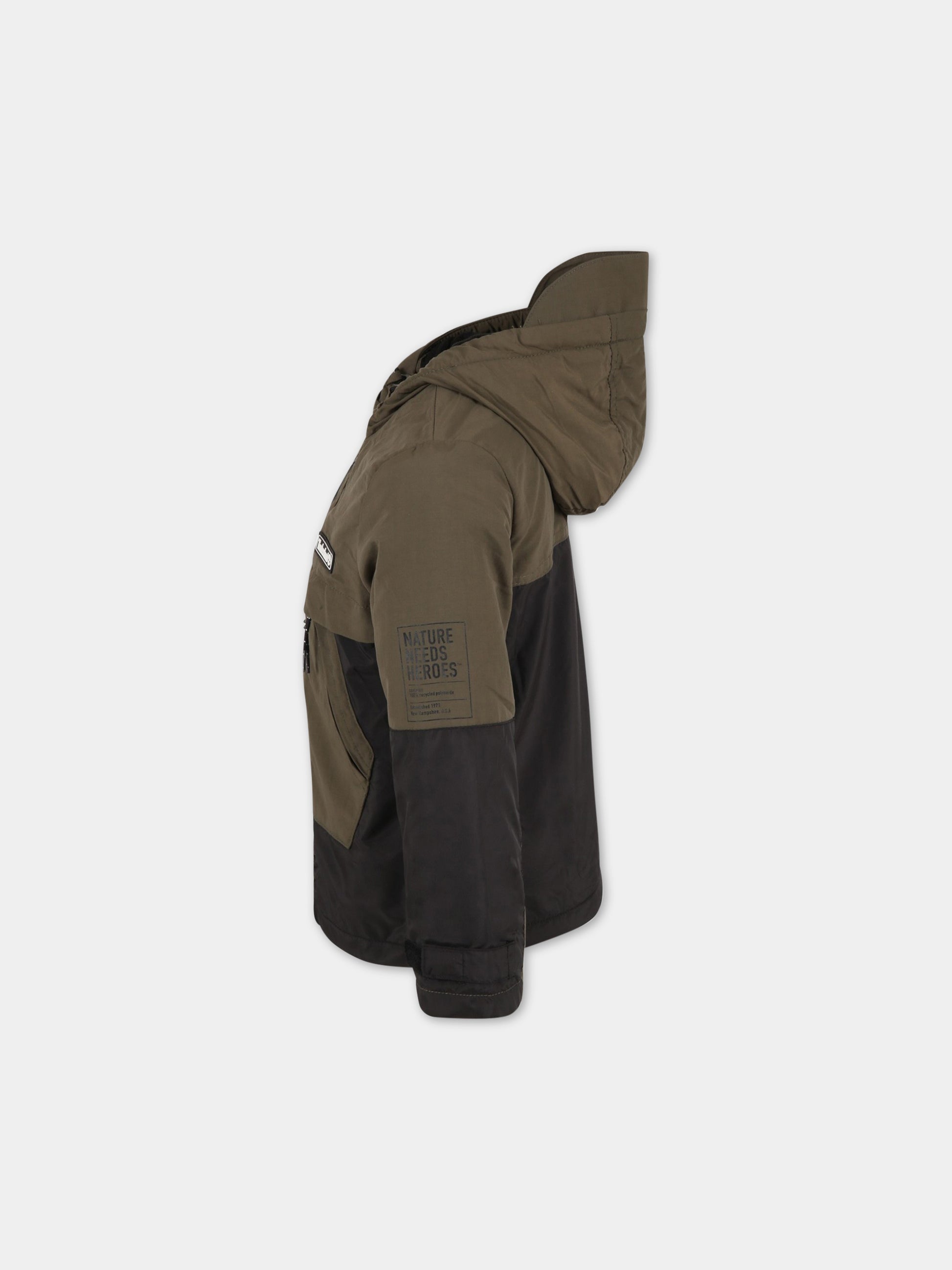 Giacca verde a vento per bambino con patch logato,Timberland,T26549 655