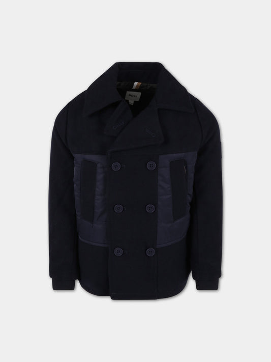 Cappotto blu per bambino con logo,Hugo Boss,J26485 849