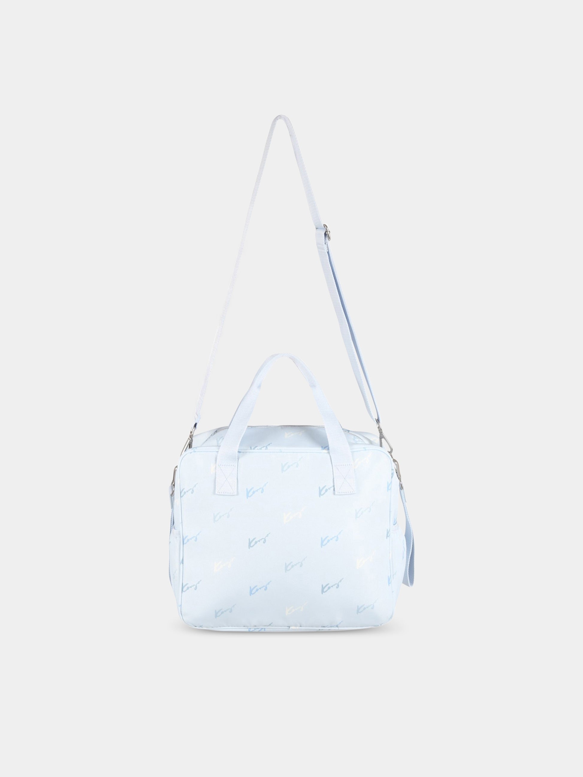 Borsa mamma celeste per neonato con loghi,Kenzo Kids,K90083 79B