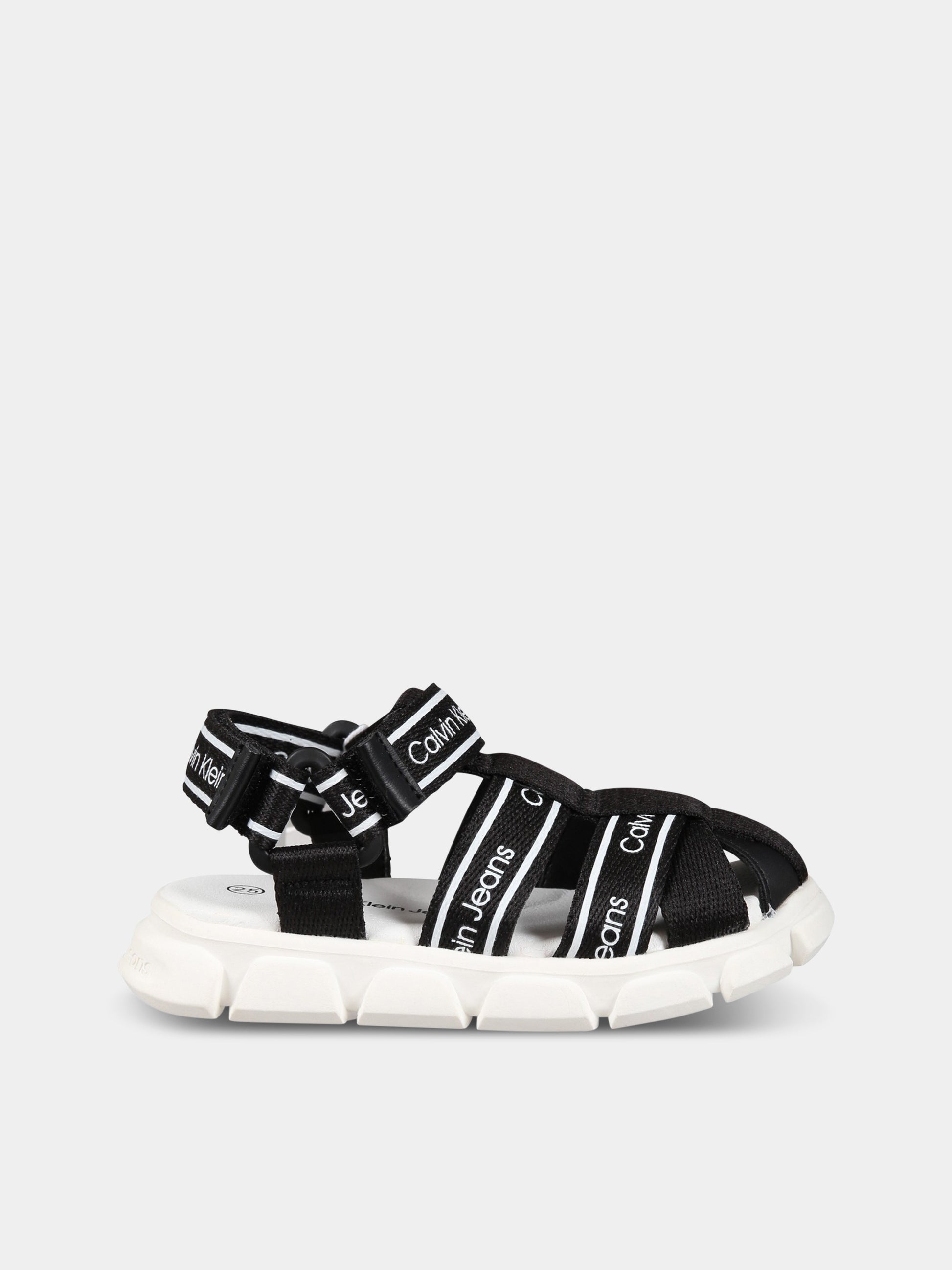Sandali neri per bambino con logo,Calvin Klein Kids,V1B2 80608 0034999