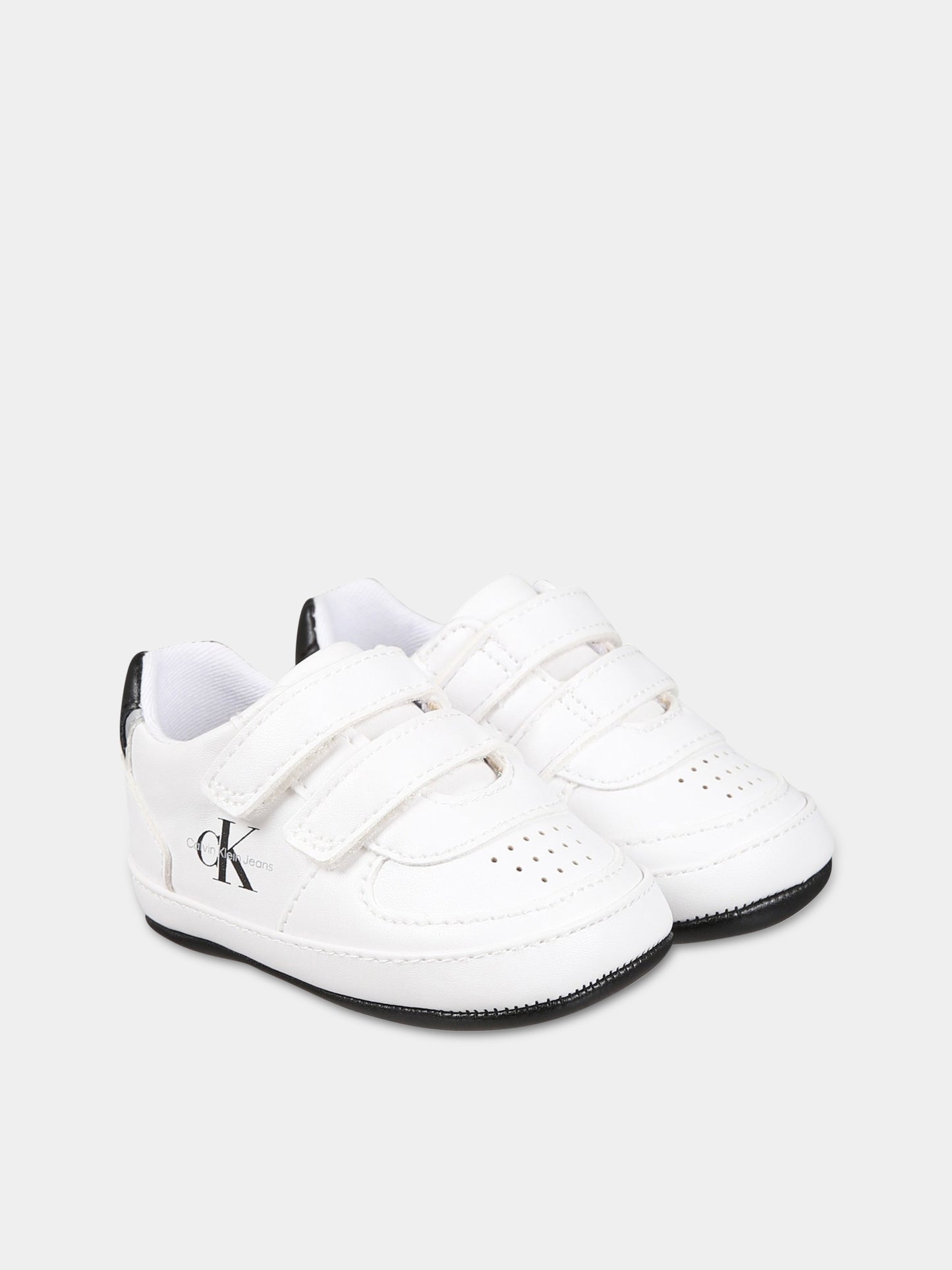 Sneakers bianche per neonati con logo,Calvin Klein Kids,V0B4 80540 1582X002