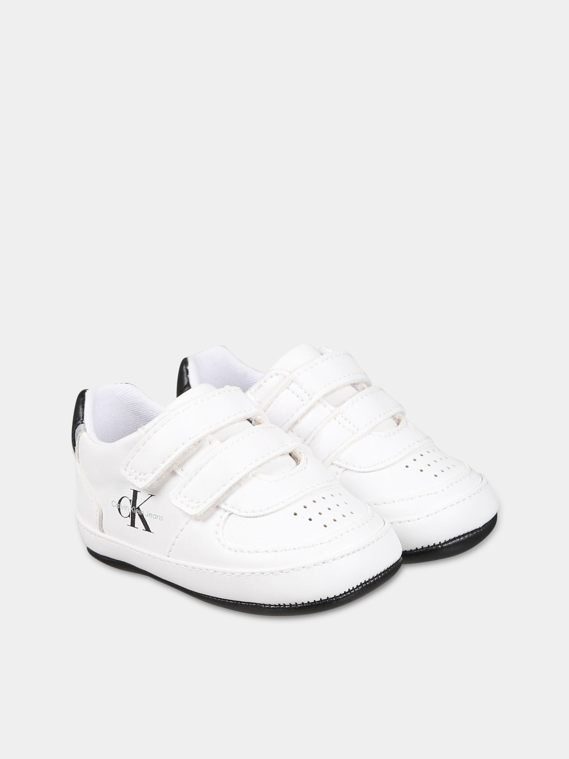 Sneakers bianche per neonati con logo,Calvin Klein Kids,V0B4 80540 1582X002