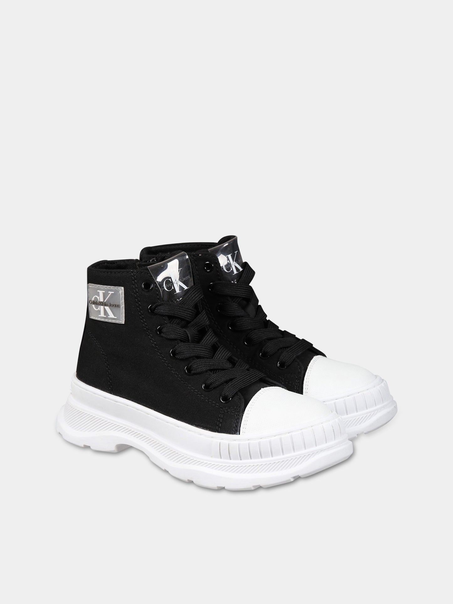 Sneakers nere per bambina con logo,Calvin Klein Kids,V3X5 80603 0890999