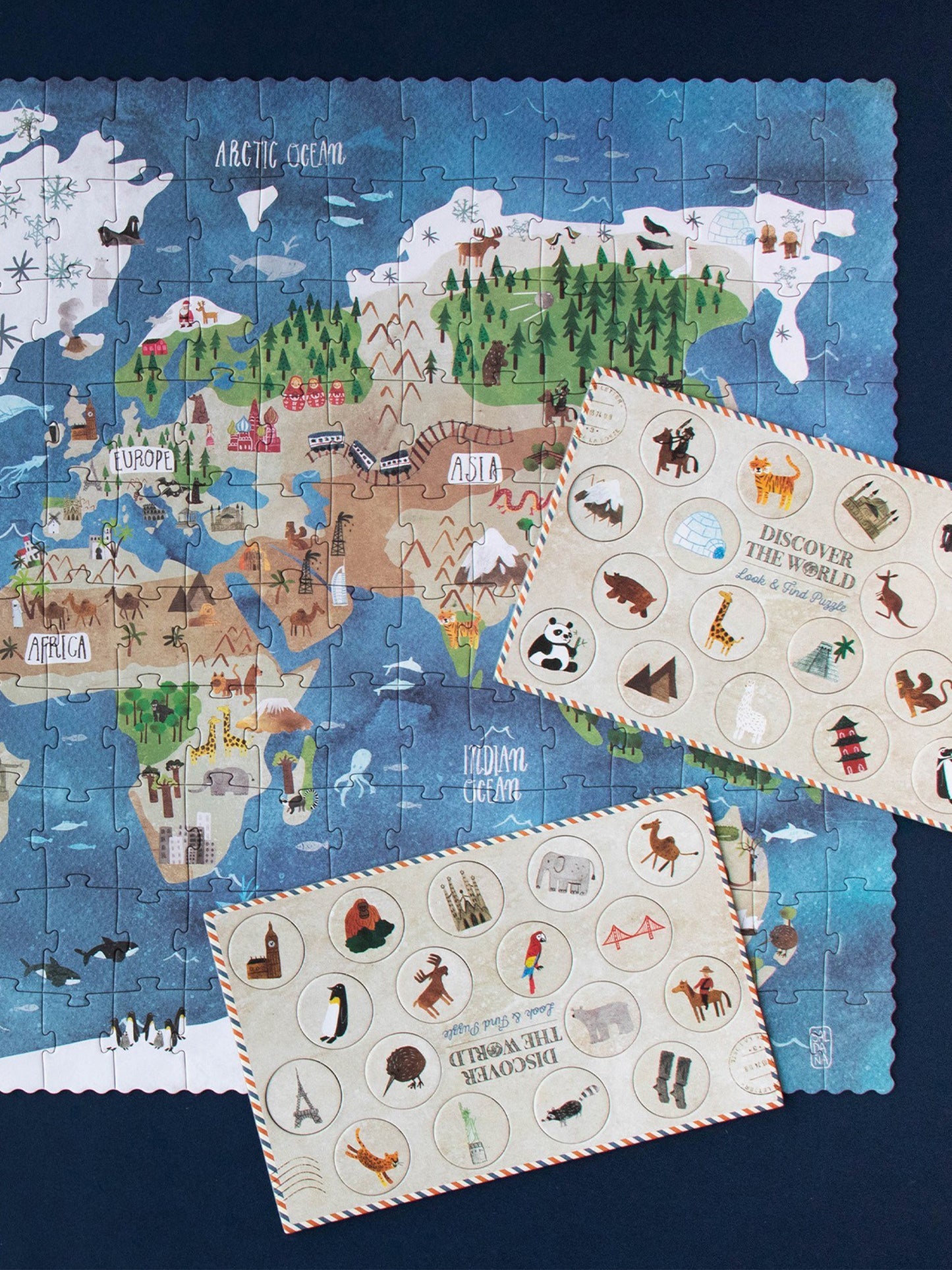 Puzzle multicolor per bambini con mappa del mondo,Londji,PZ392U