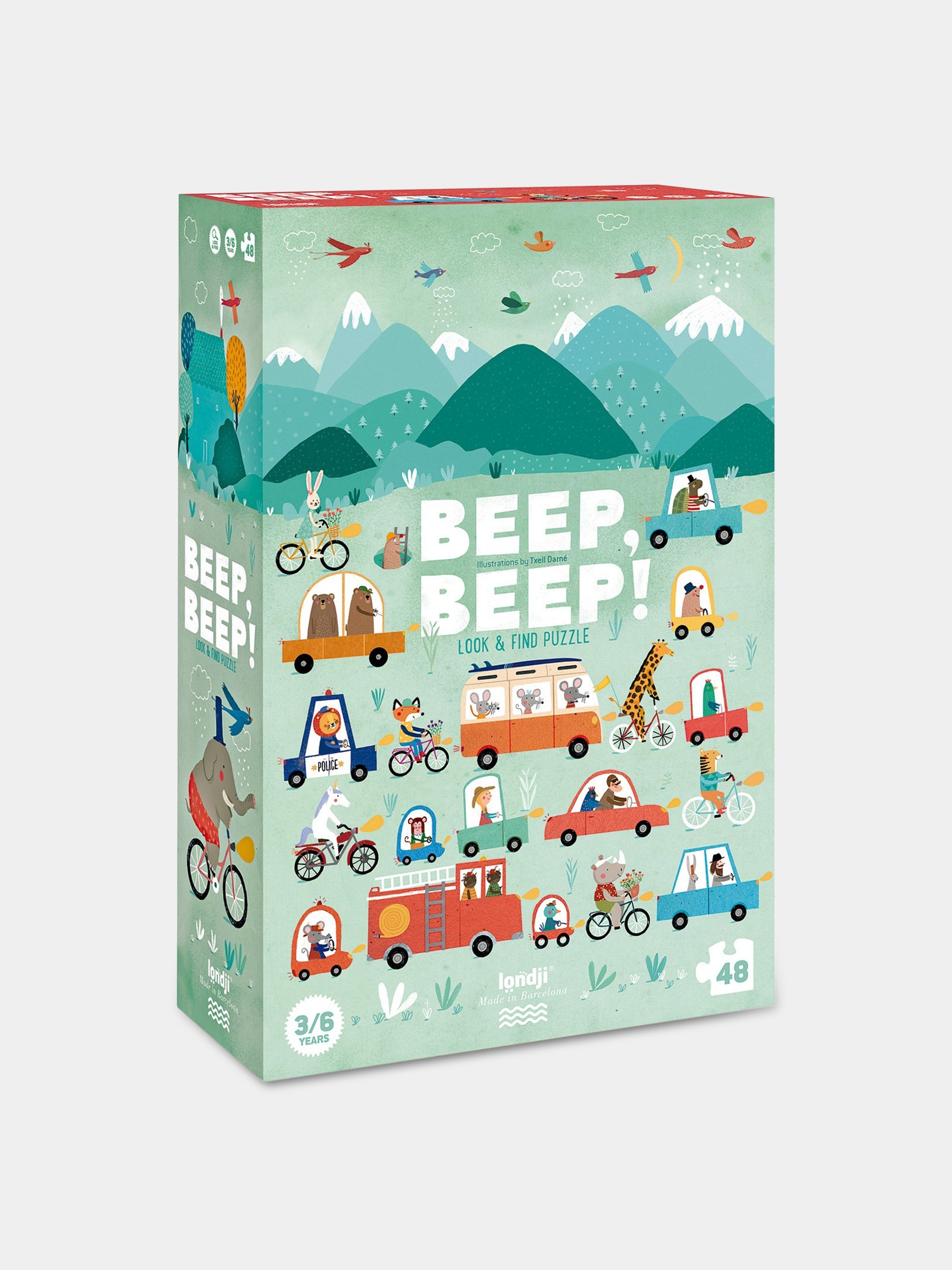 Puzzle multicolor per bambini con veicoli,Londji,PZ329U