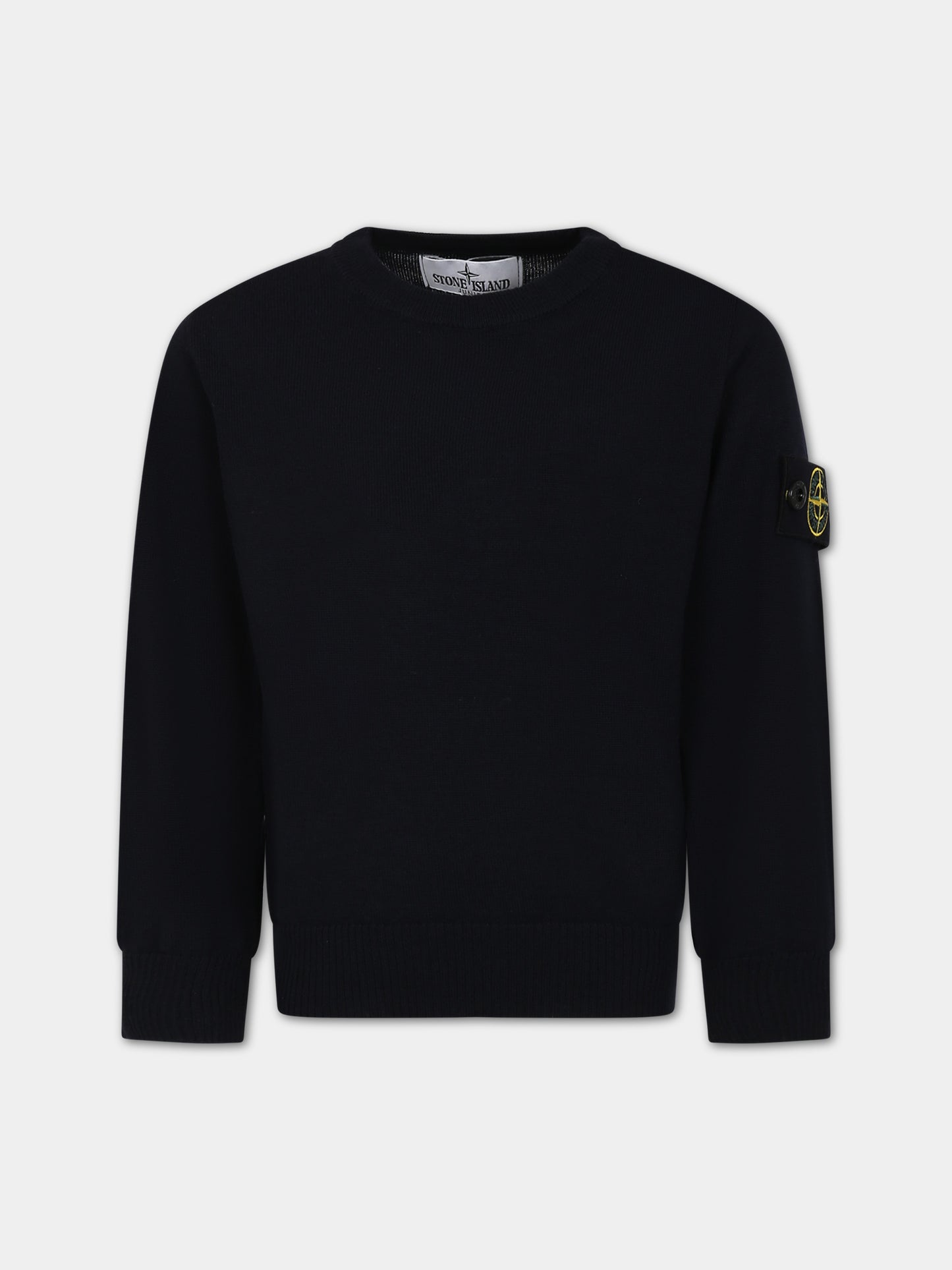 Maglione blu per bambino con bussola,Stone Island Junior,7916509C4 V0020