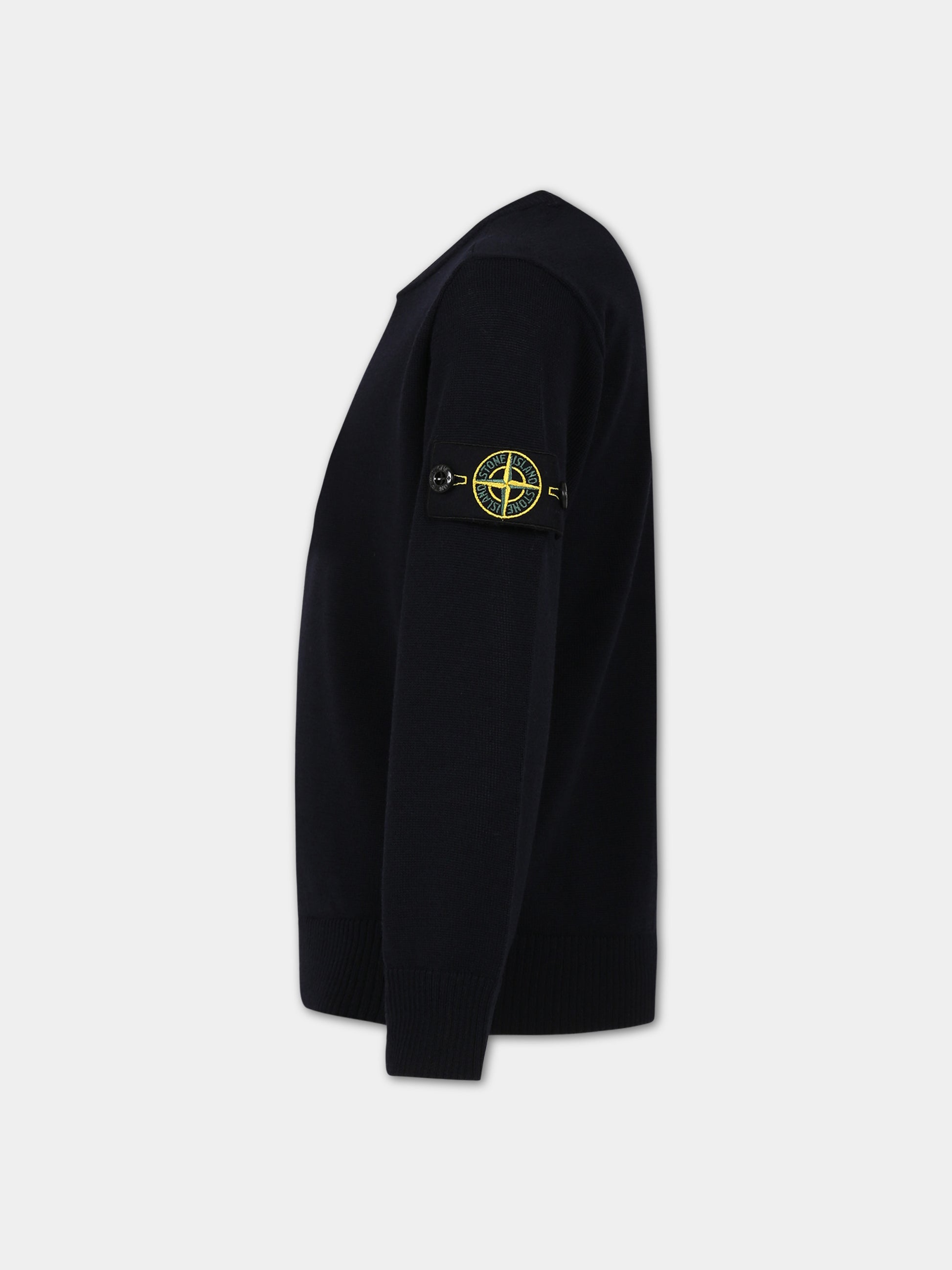 Maglione blu per bambino con bussola,Stone Island Junior,7916509C4 V0020