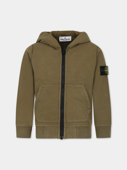 Felpa verde per bambino con bussola,Stone Island Junior,791660720 V0054