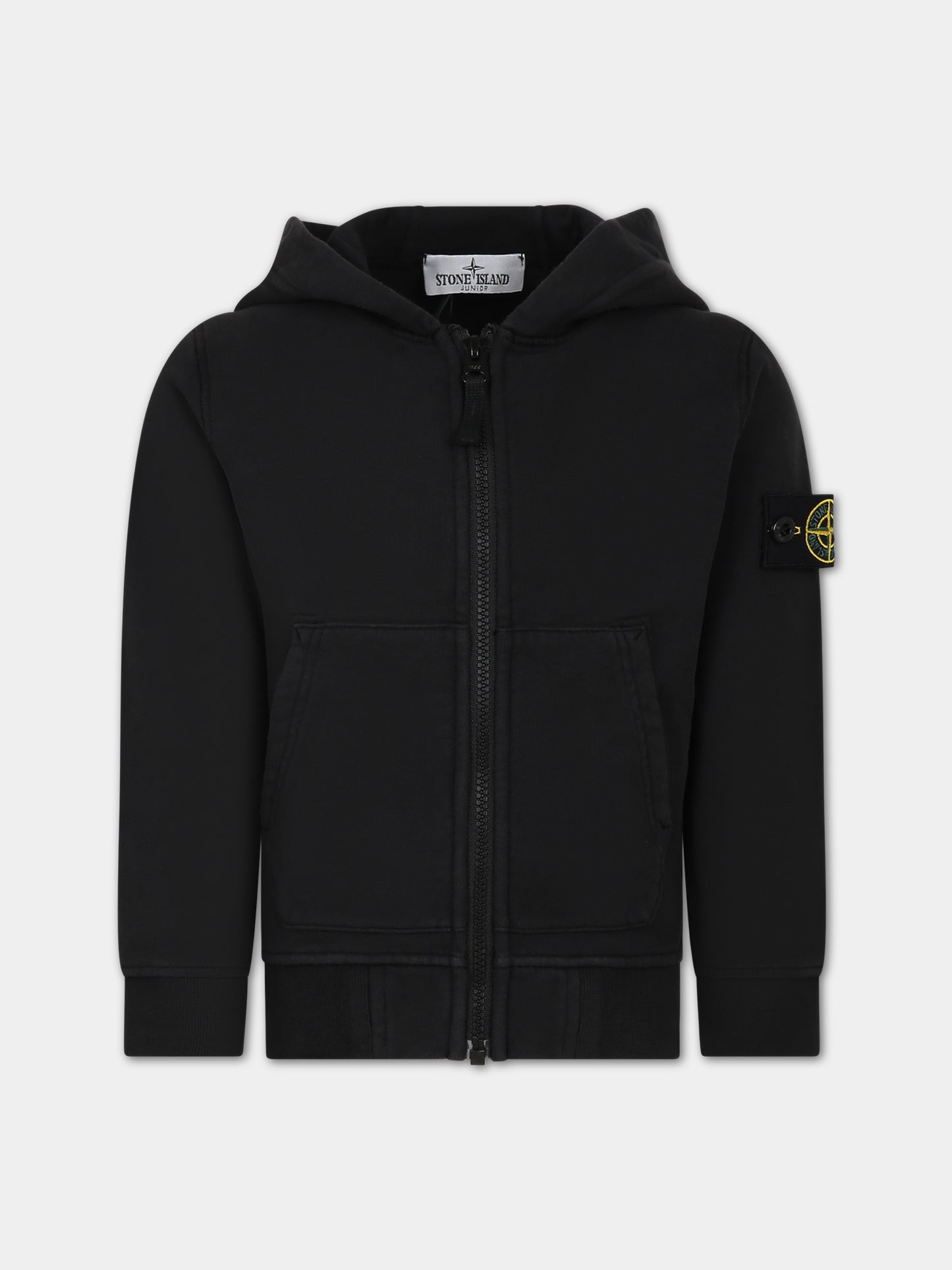 Felpa nera per bambino con bussola,Stone Island Junior,791660720 V0029