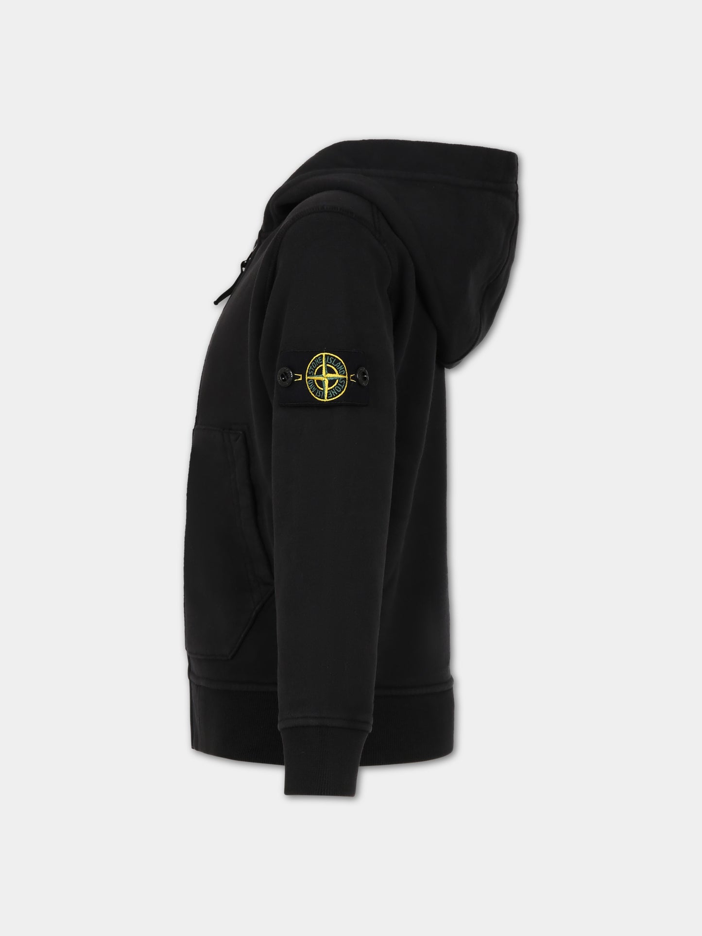 Felpa nera per bambino con bussola,Stone Island Junior,791660720 V0029
