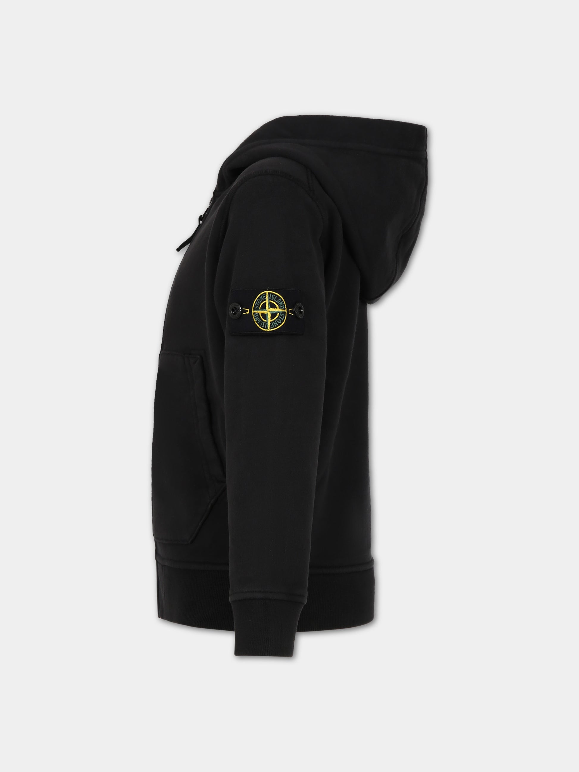 Felpa nera per bambino con bussola,Stone Island Junior,791660720 V0029
