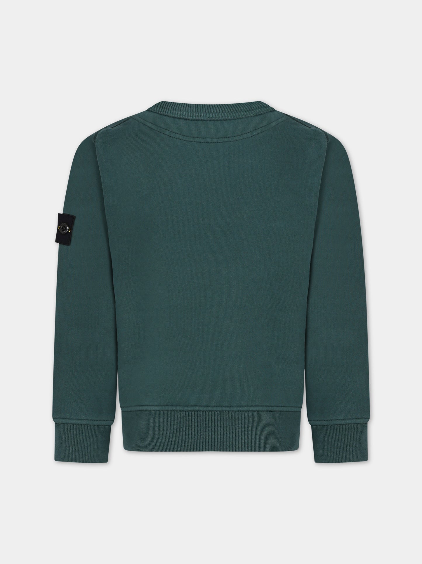 Felpa verde per bambino con bussola,Stone Island Junior,791661320 V0053