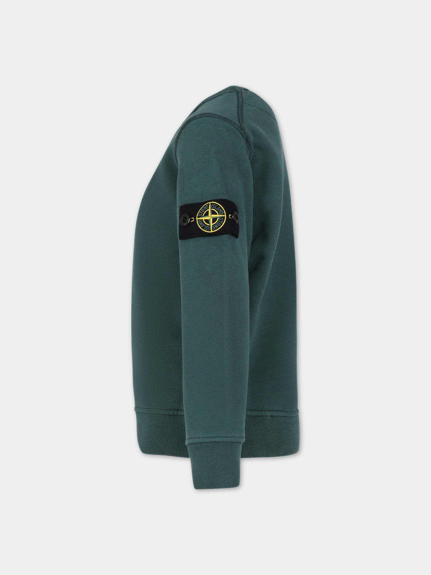 Felpa verde per bambino con bussola,Stone Island Junior,791661320 V0053