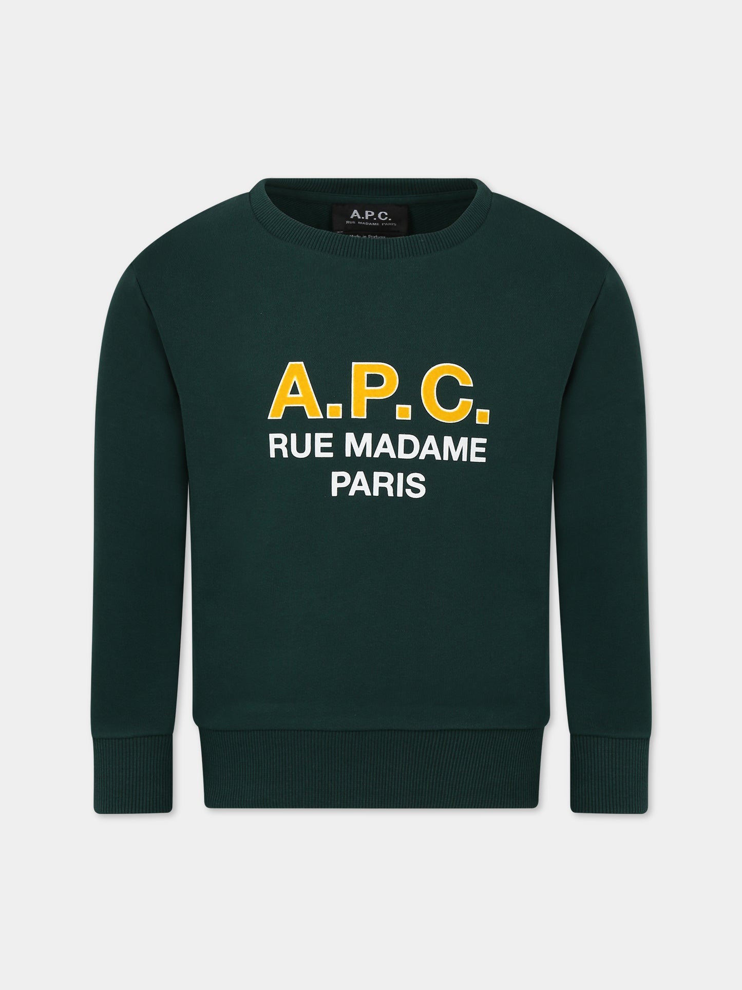 Felpa verde per bambini con logo,A.p.c.,COEZD E27851 KAF DARK GREEN
