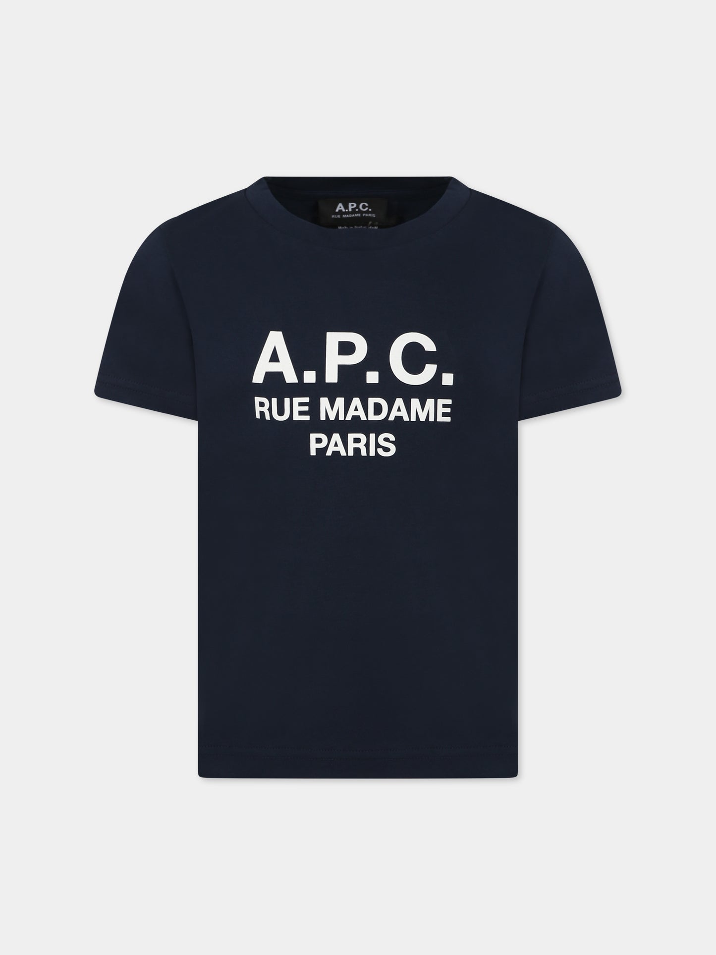 T-shirt blu per bambini con logo,A.p.c.,COEZE E26130 IAJ MARINE