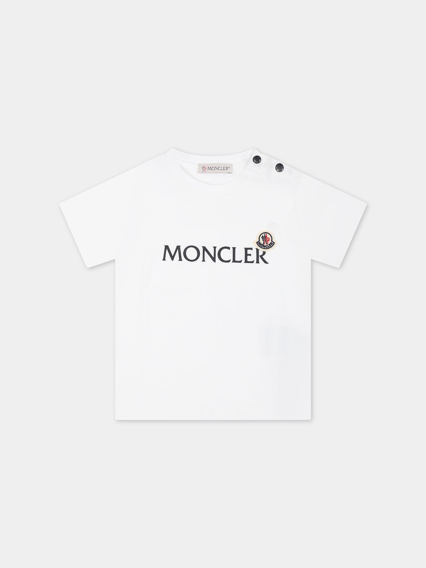 T-shirt bianca per neonati con logo,Moncler Kids,951 8C00012 8790M 002