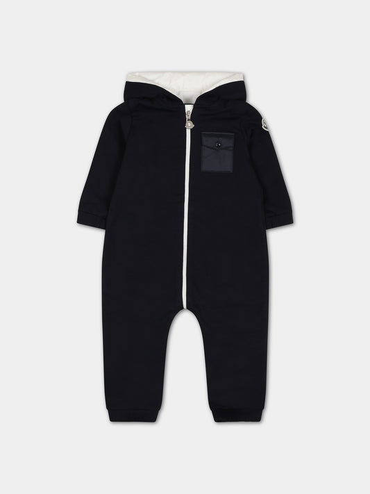 Tutina blu per neonato con logo,Moncler Kids,951 8L00002 80996 778