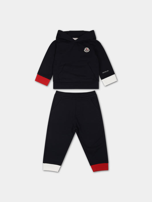 Completo blu per neonato con logo,Moncler Kids,951 8M00019 80996 778