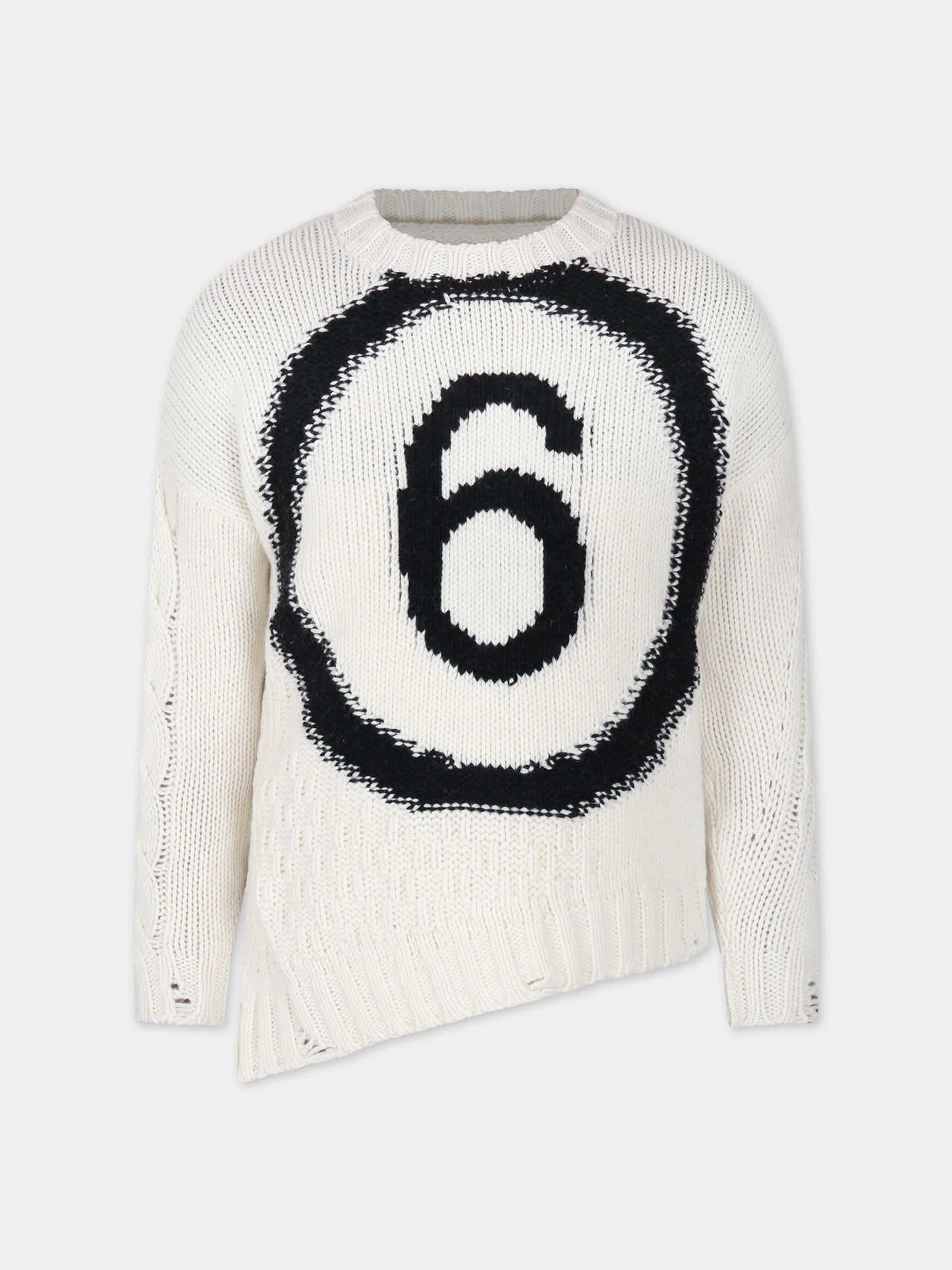 Maglione bianco per bambini con logo,Mm6 Maison Margiela,M60476 MM01T MM6K18U M6101