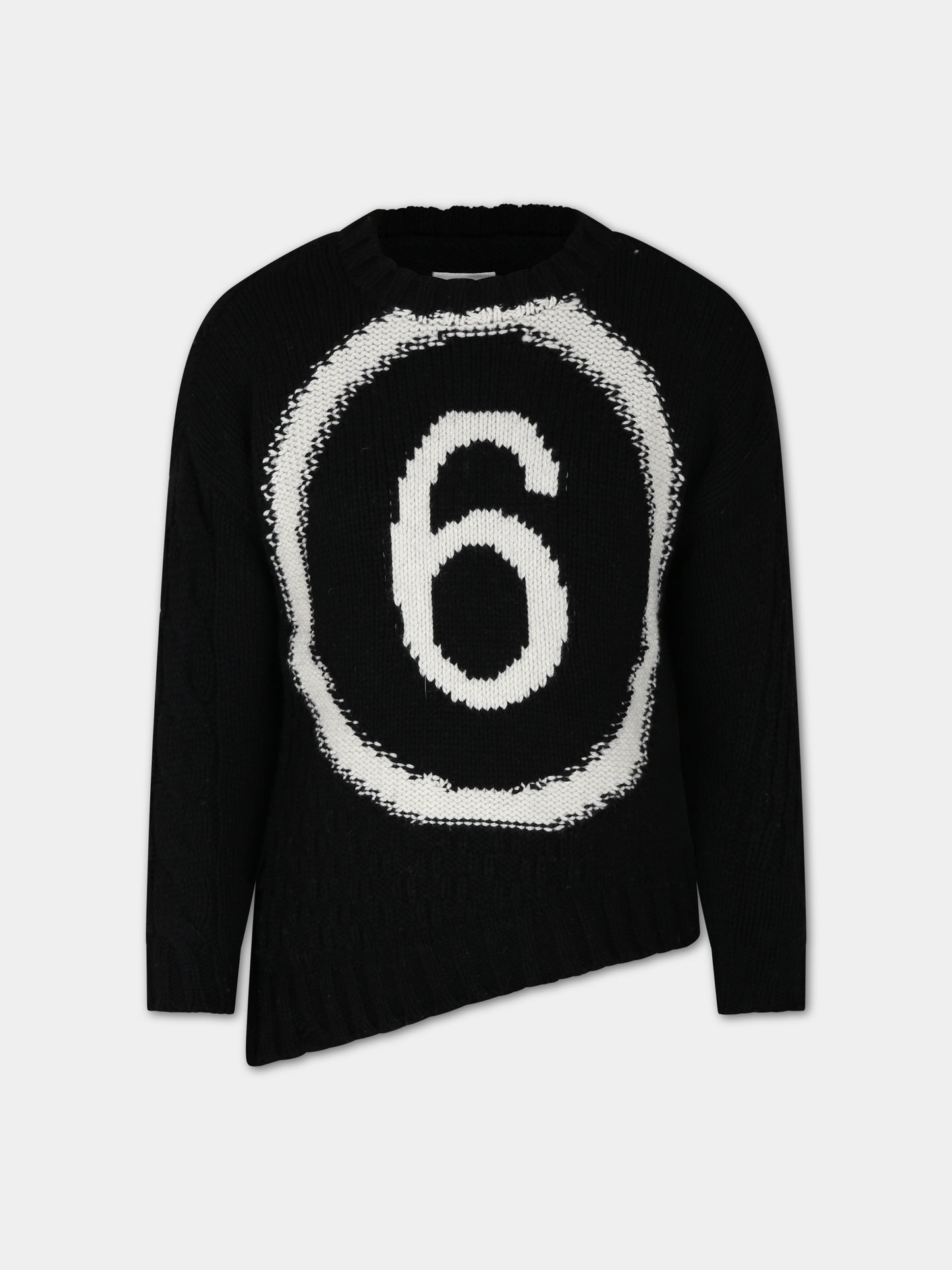 Maglione nero per bambini con logo,Mm6 Maison Margiela,M60476 MM01T MM6K18U M6900