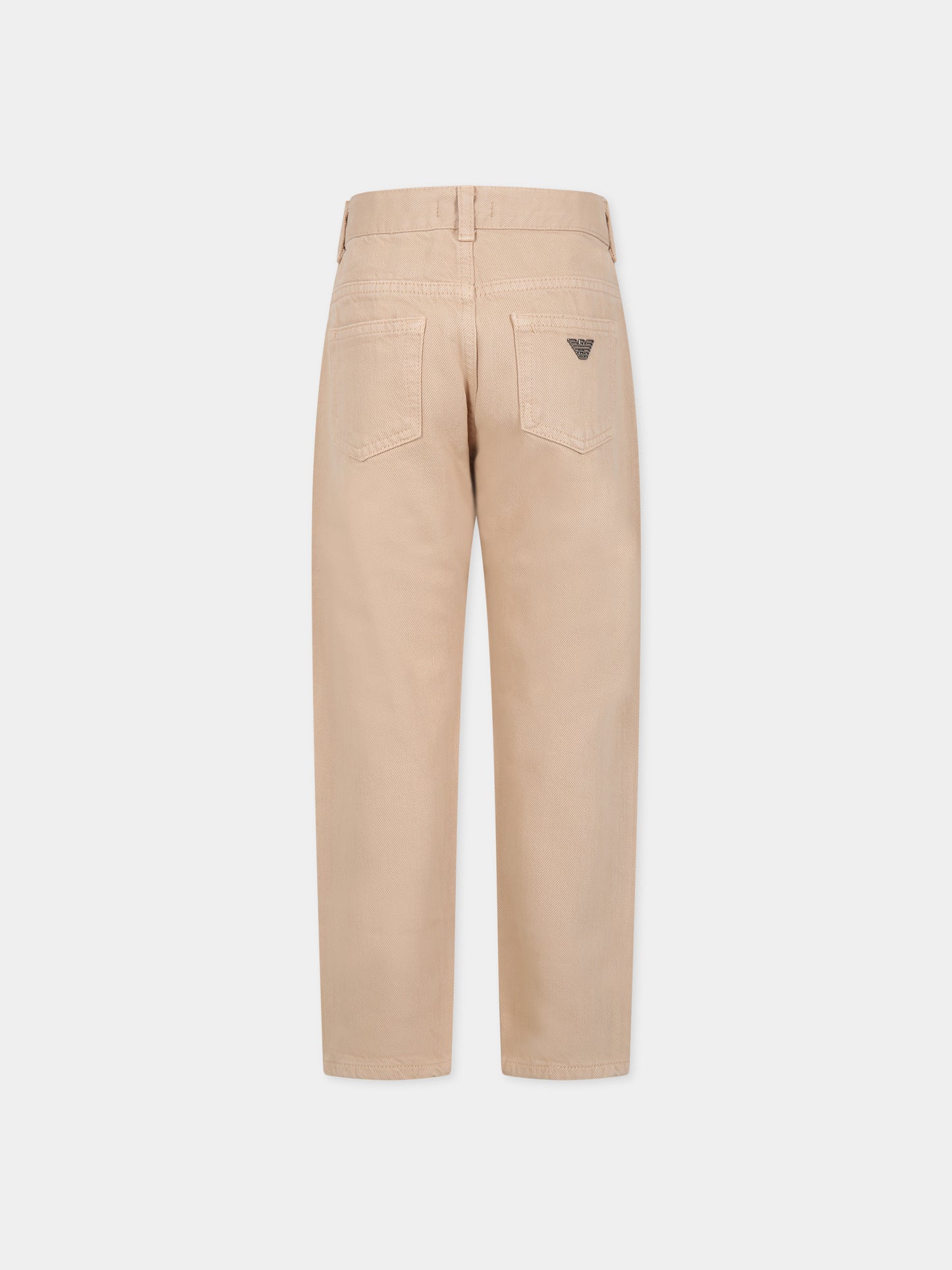 Pantaloni beige per bambino con aquilotto,Armani Junior,6R4J75 4N7VZ 0150