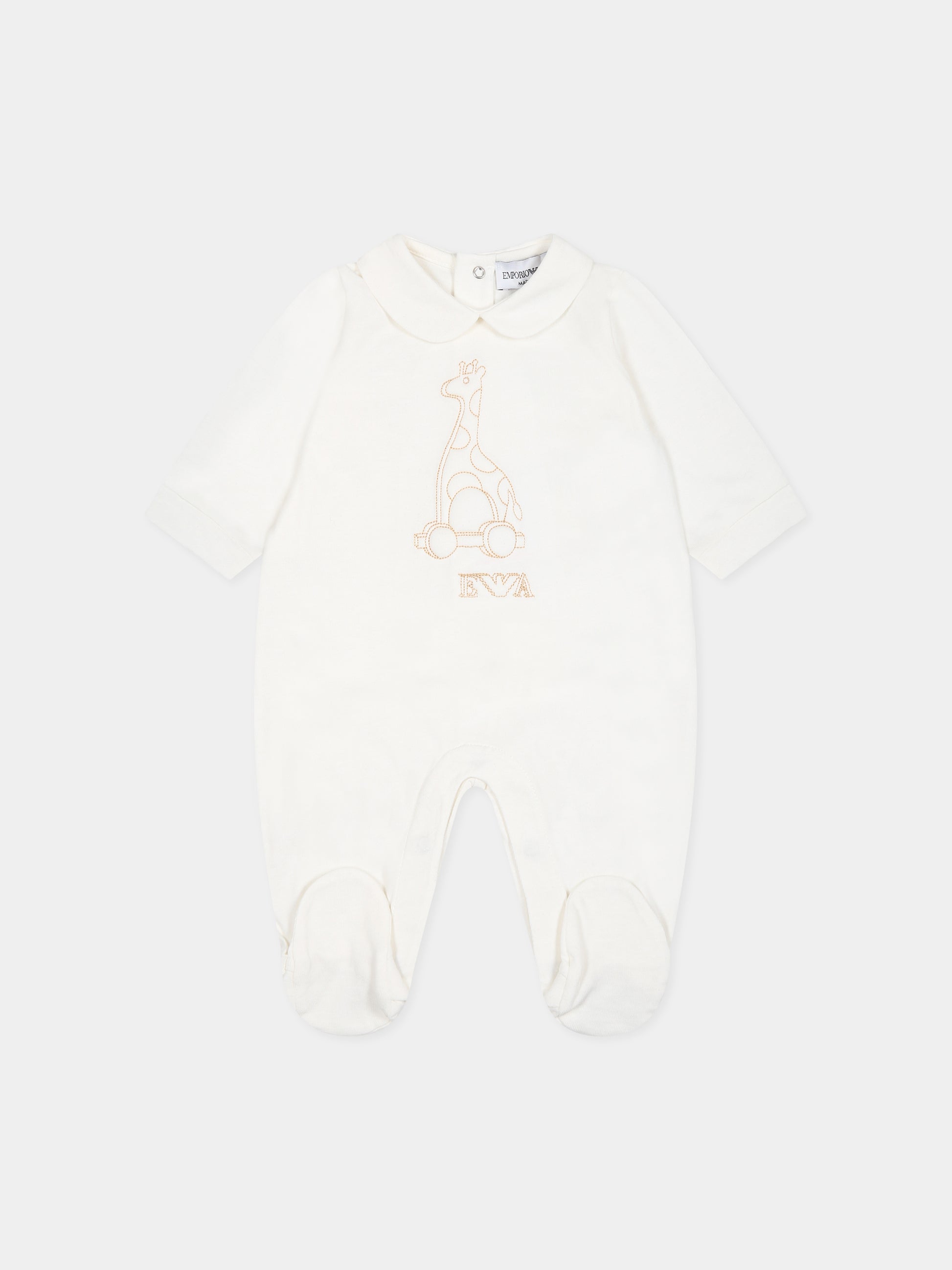 Tutina avorio per neonato con giraffa e aquilotto,Armani Junior,6RND10 NJ0LZ 0140