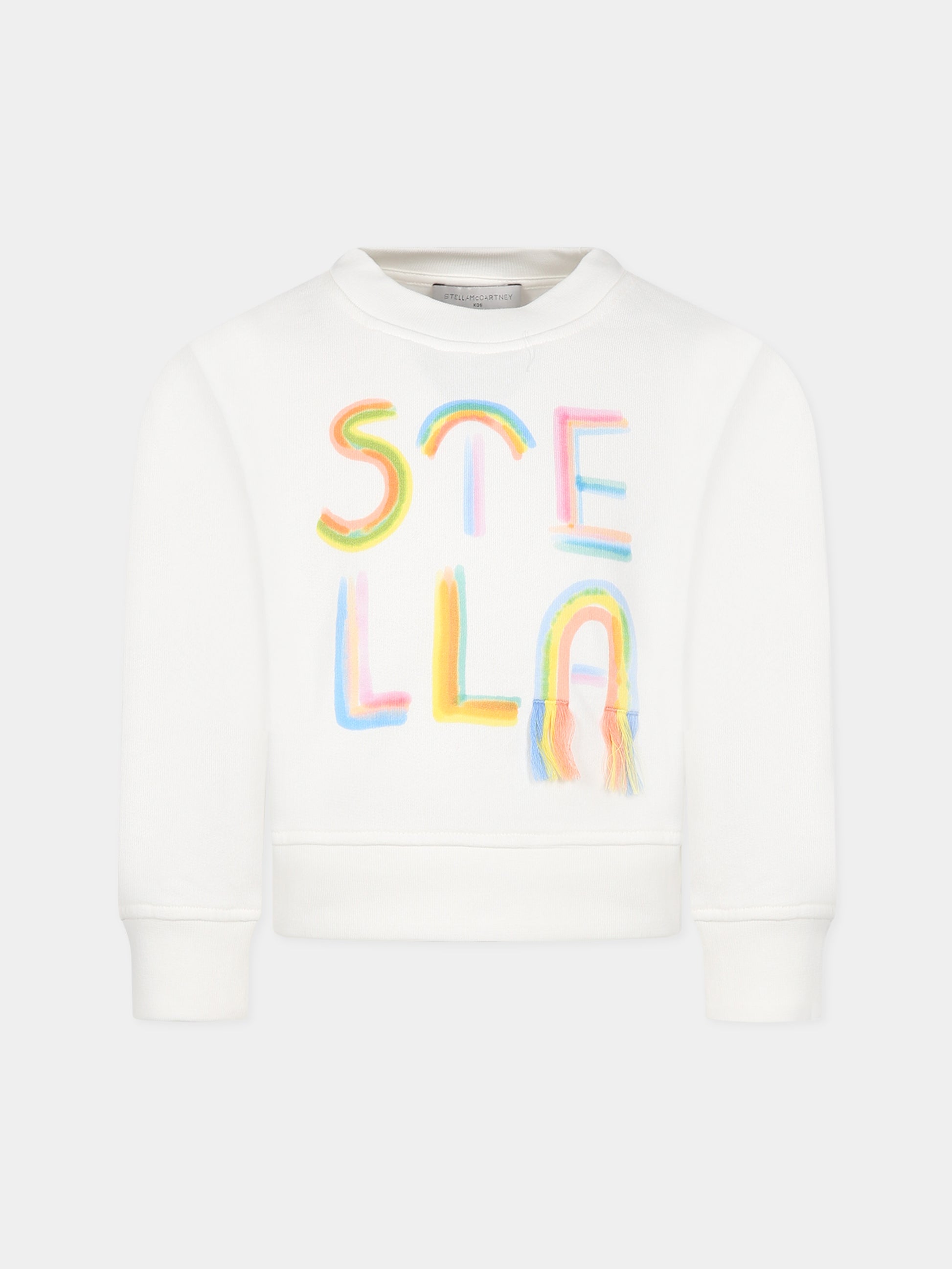Felpa bianca per bambina con logo,Stella Mccartney Kids,TT4A40 Z0447 101