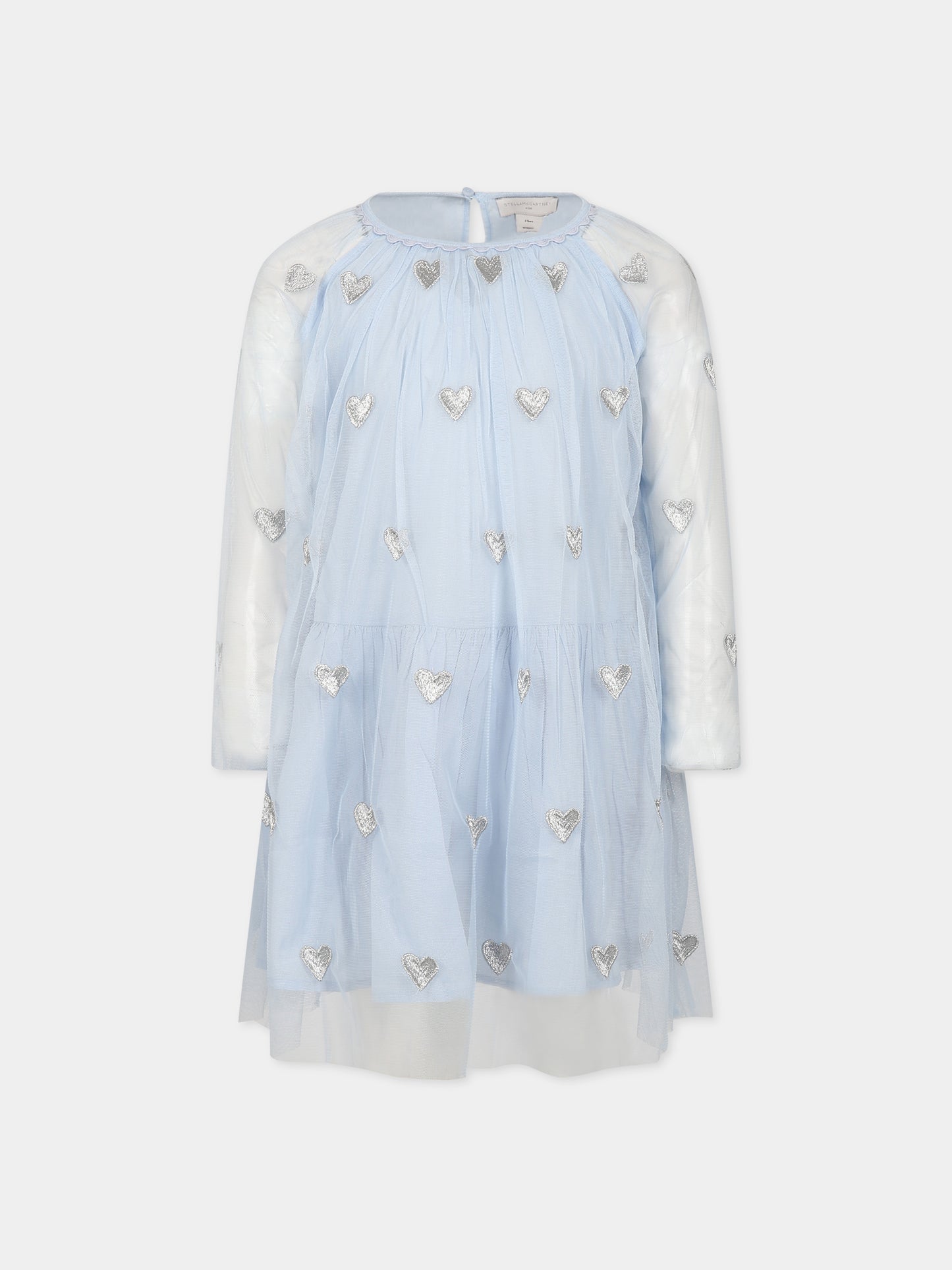 Vestito celeste per bambina con cuori,Stella Mccartney Kids,TT1A90 Z1309 602EM