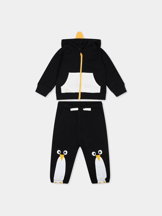 Completo nero per neonato con stampa,Stella Mccartney Kids,TT3560 Z0447 930