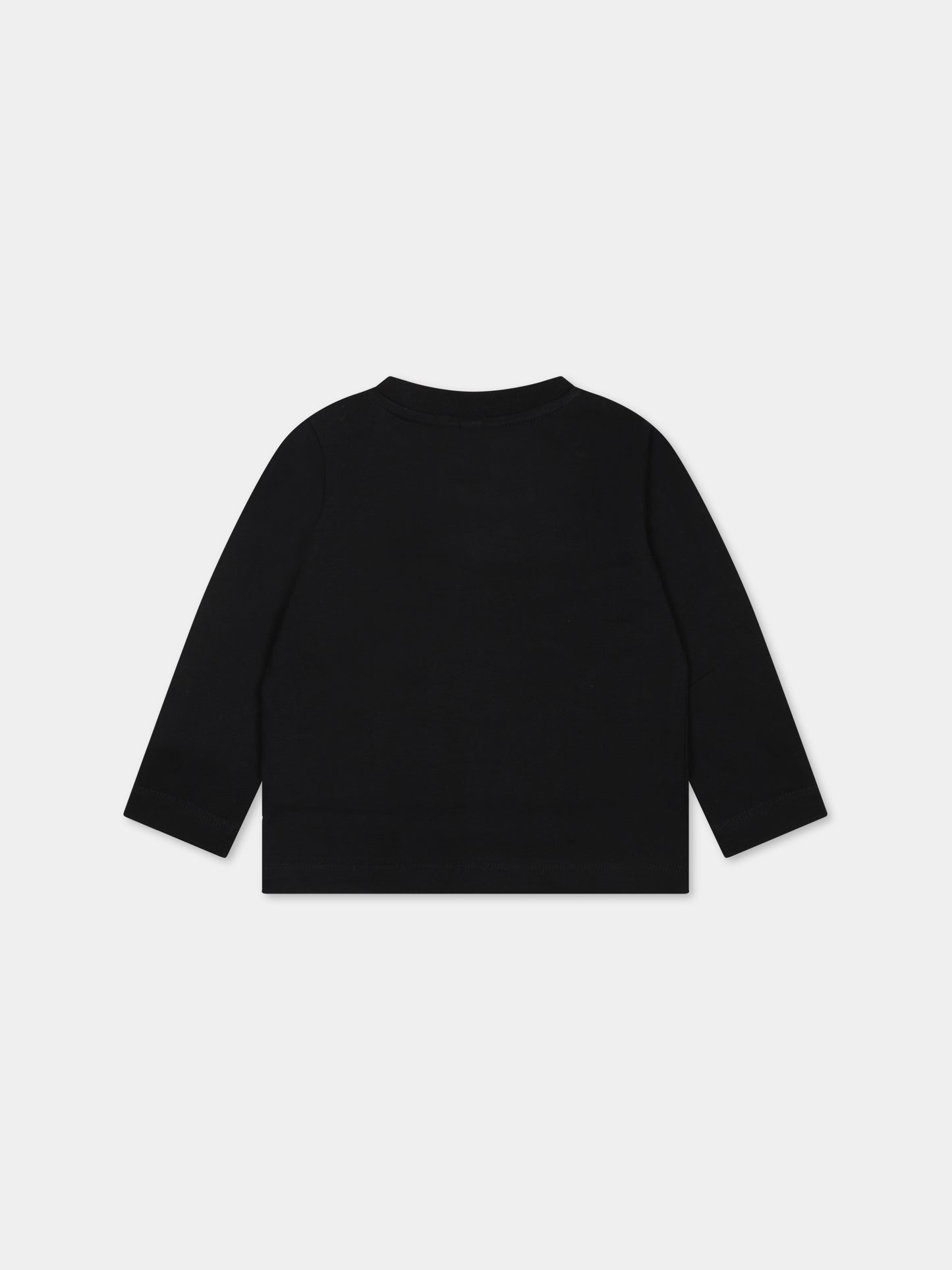 T-shirt nera per neonato con logo e stampa,Stella Mccartney Kids,TT8680 Z0434 930