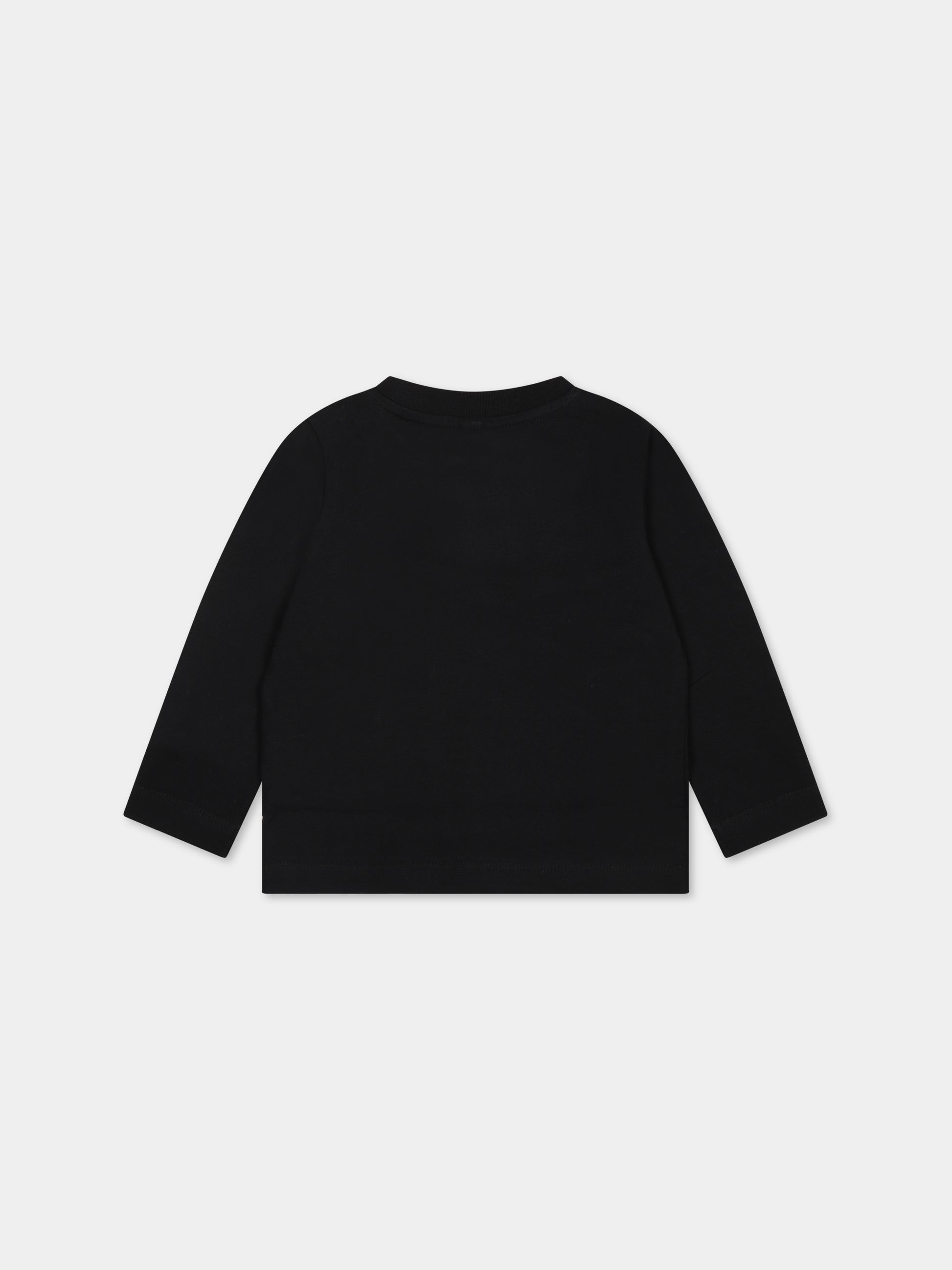 T-shirt nera per neonato con logo e stampa,Stella Mccartney Kids,TT8680 Z0434 930