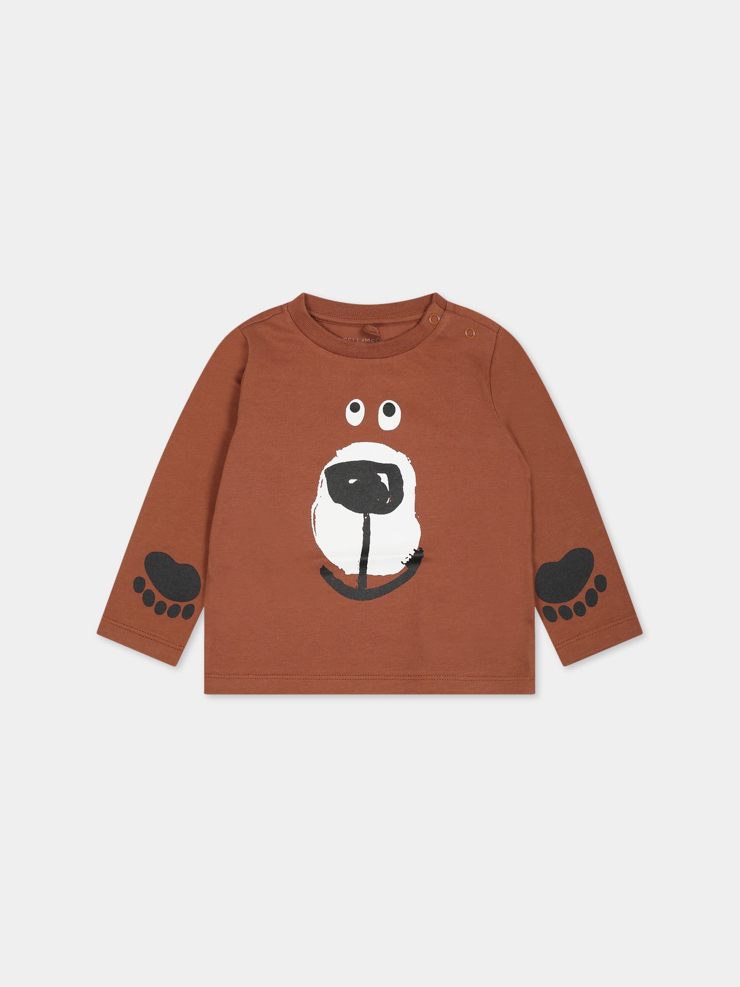 T-shirt marrone per neonato con stampa,Stella Mccartney Kids,TT8520 Z0434 316