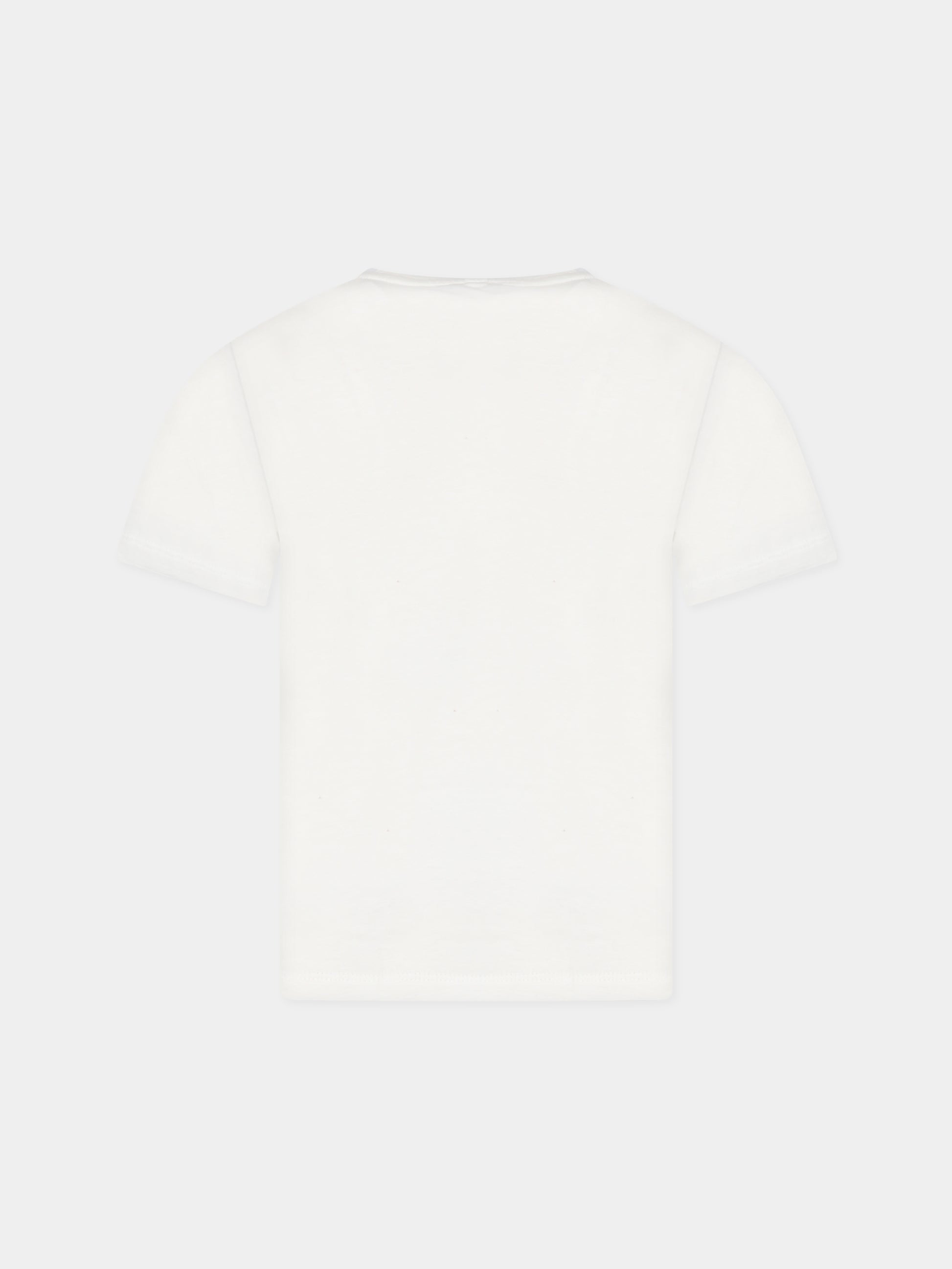 T-shirt bianca per bambino con stampa e logo,Stella Mccartney Kids,TT8S01 Z0434 101