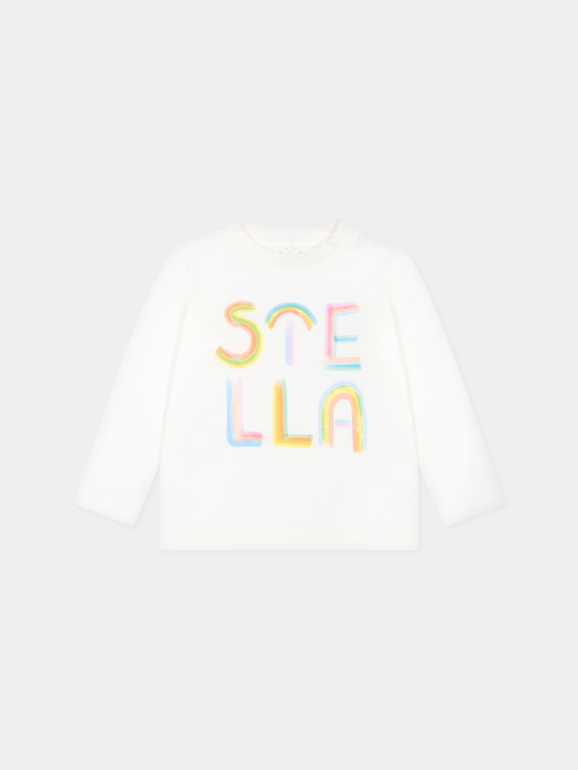 T-shirt bianca per neonata con logo,Stella Mccartney Kids,TT8080 Z0434 101