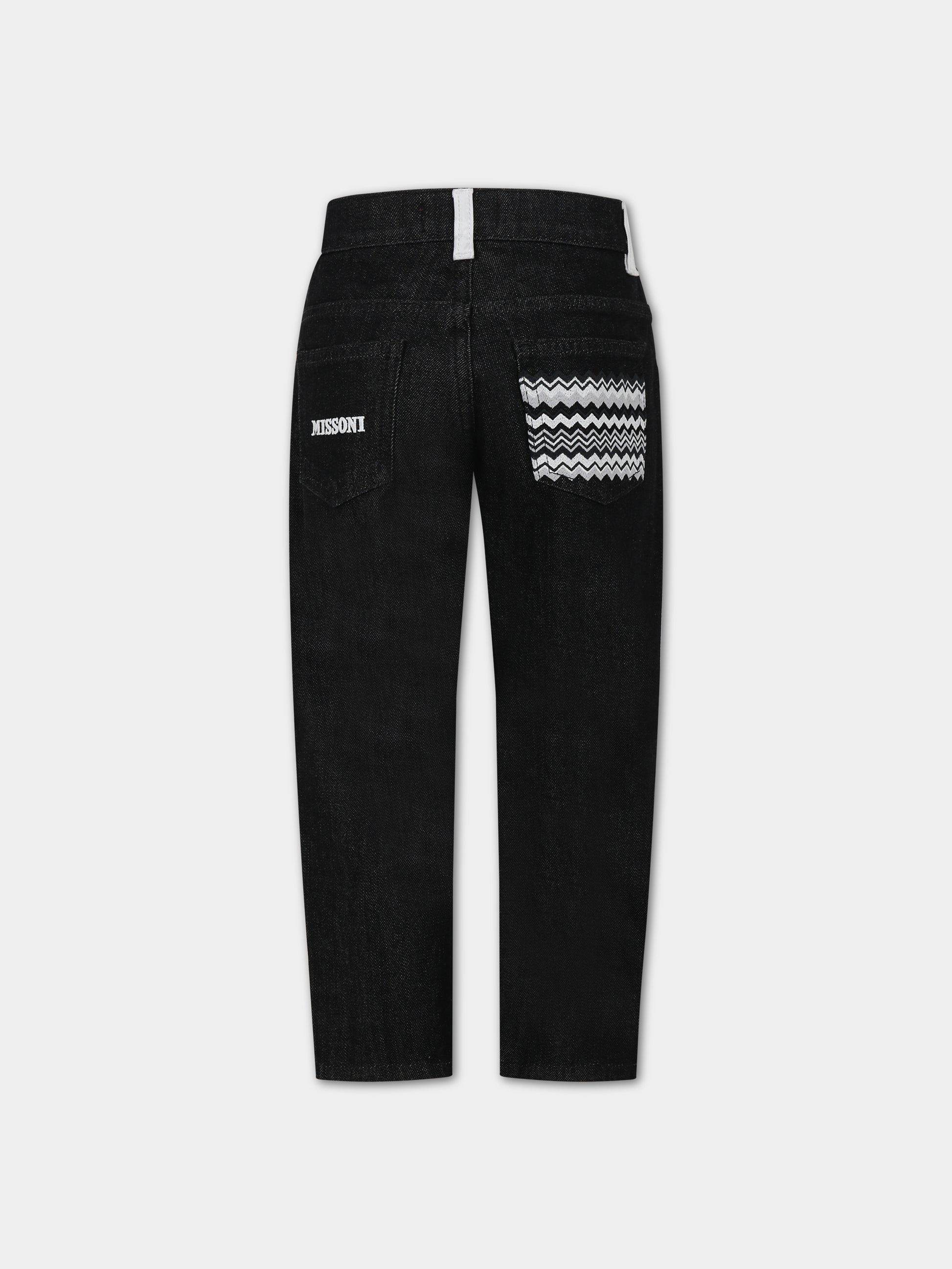 Jeans neri per bambino con logo,Missoni,MT6P90 D0012 930BC