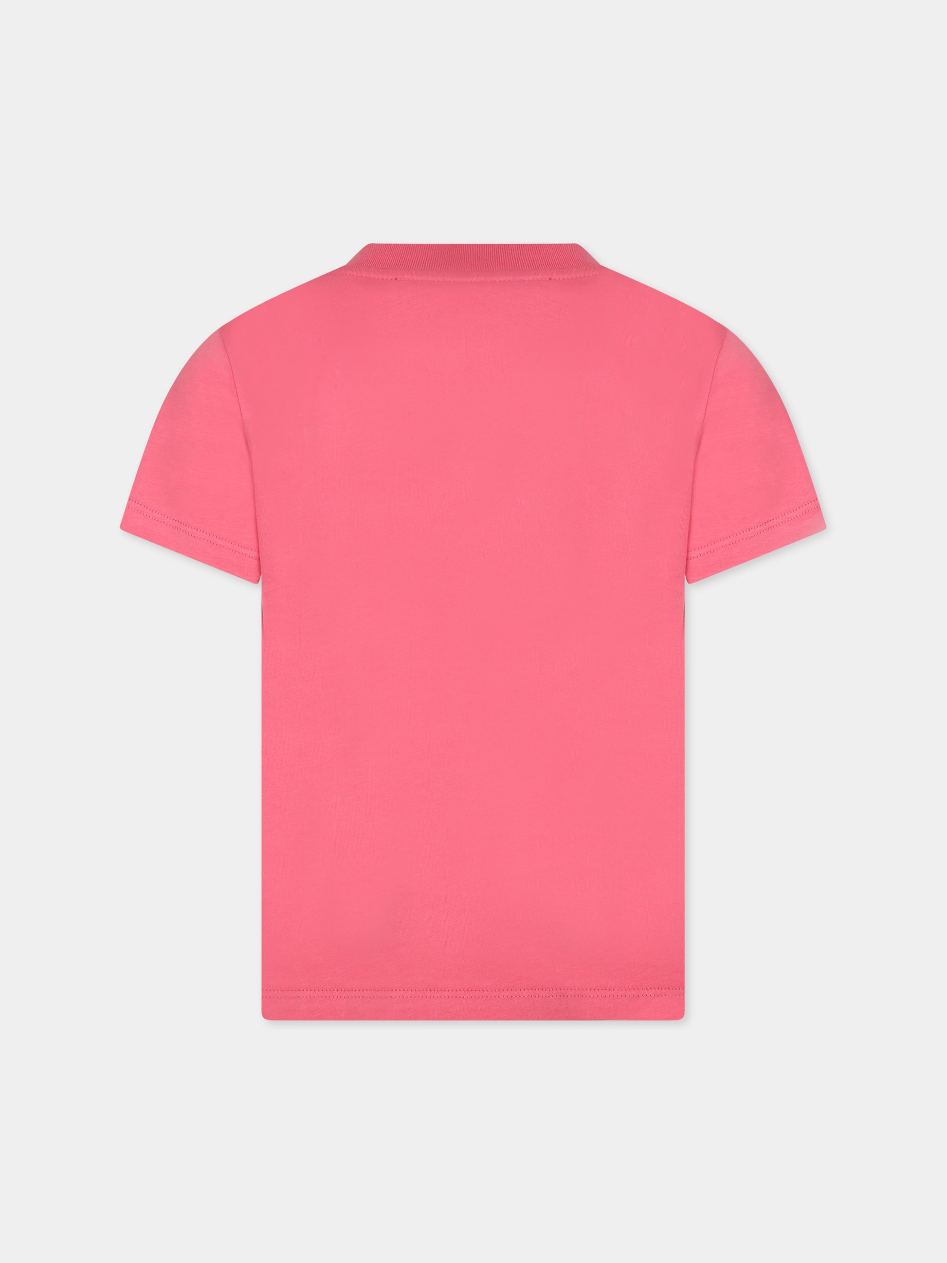 T-shirt fucsia per bambina con logo,Balmain Kids,BT8A81 Z0057 413
