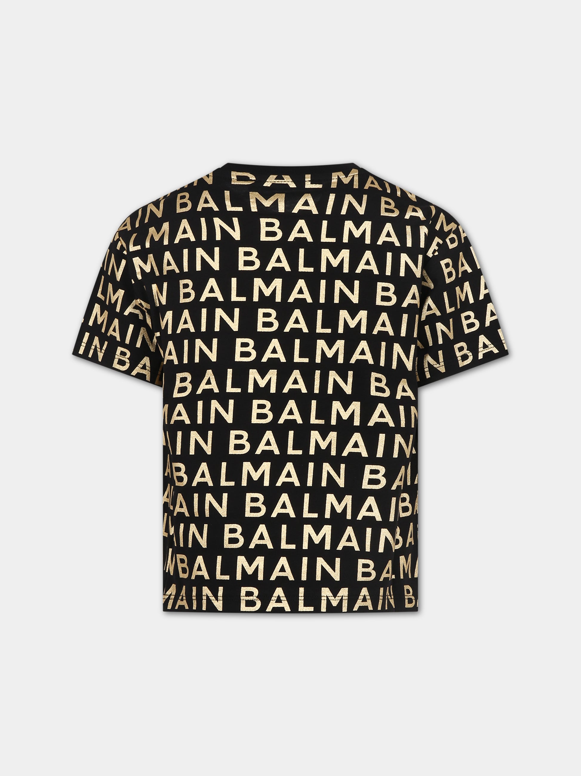 T-shirt nera per bambina con logo,Balmain Kids,BT8Q21 Z1523 930OR