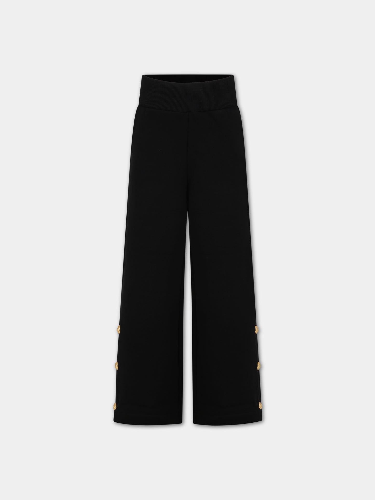 Pantaloni neri per bambina con iconici bottoni,Balmain Kids,BT6A80 Z0081 930