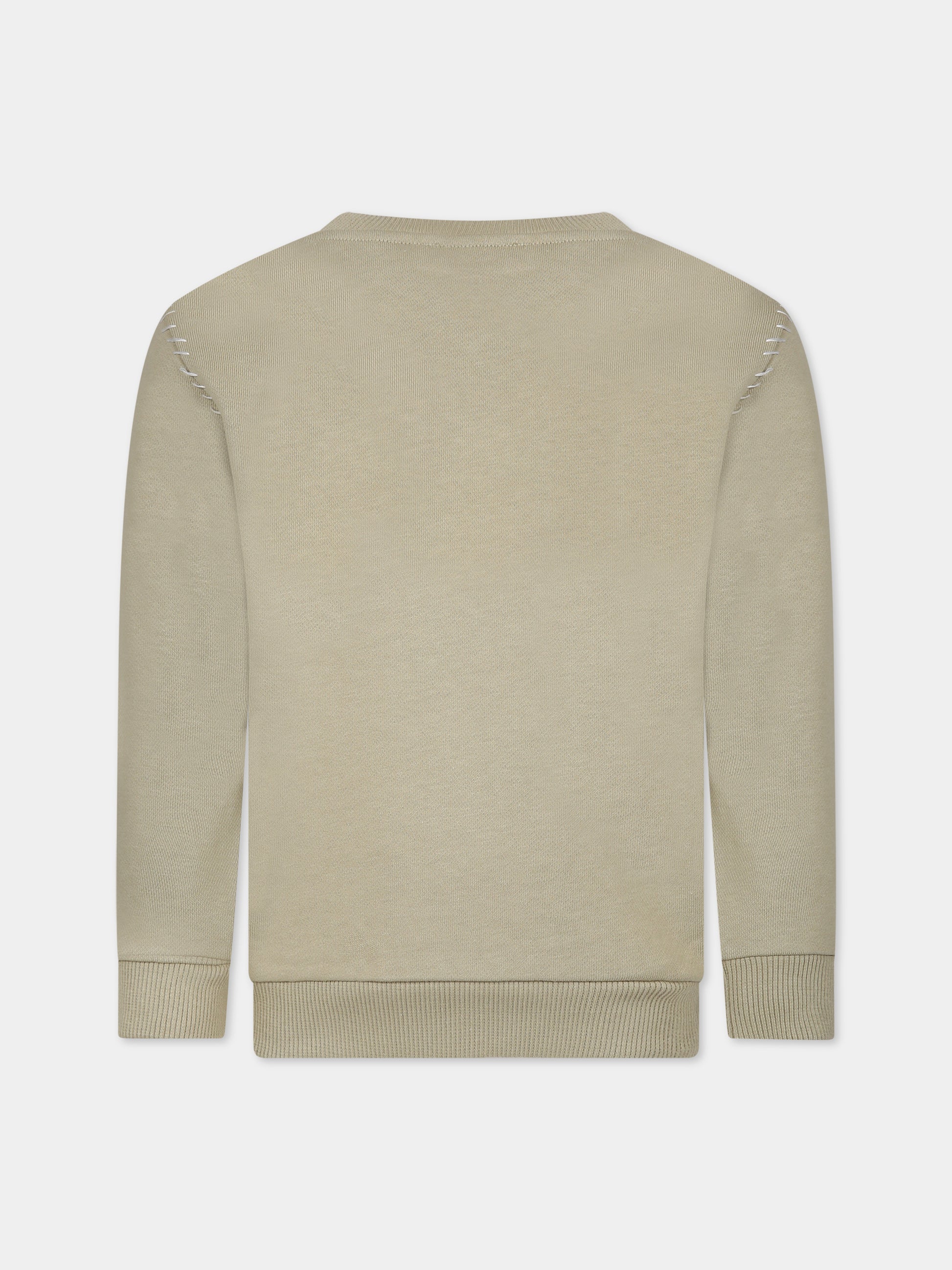 Felpa verde per bambini con logo,Balmain Kids,BT4P70 Z0081 725