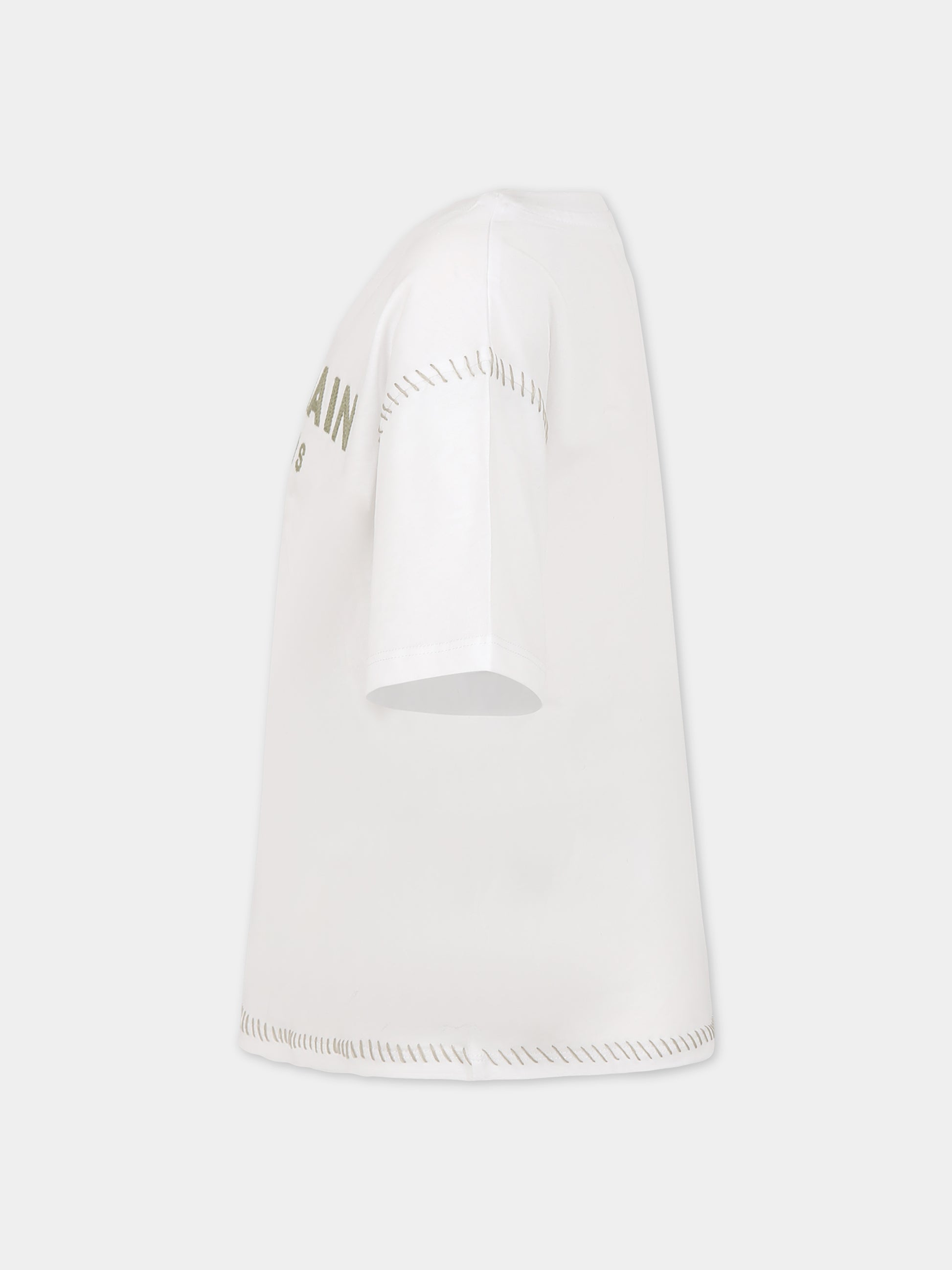 T-shirt bianca per bambini con logo,Balmain Kids,BT8Q11 Z0082 100